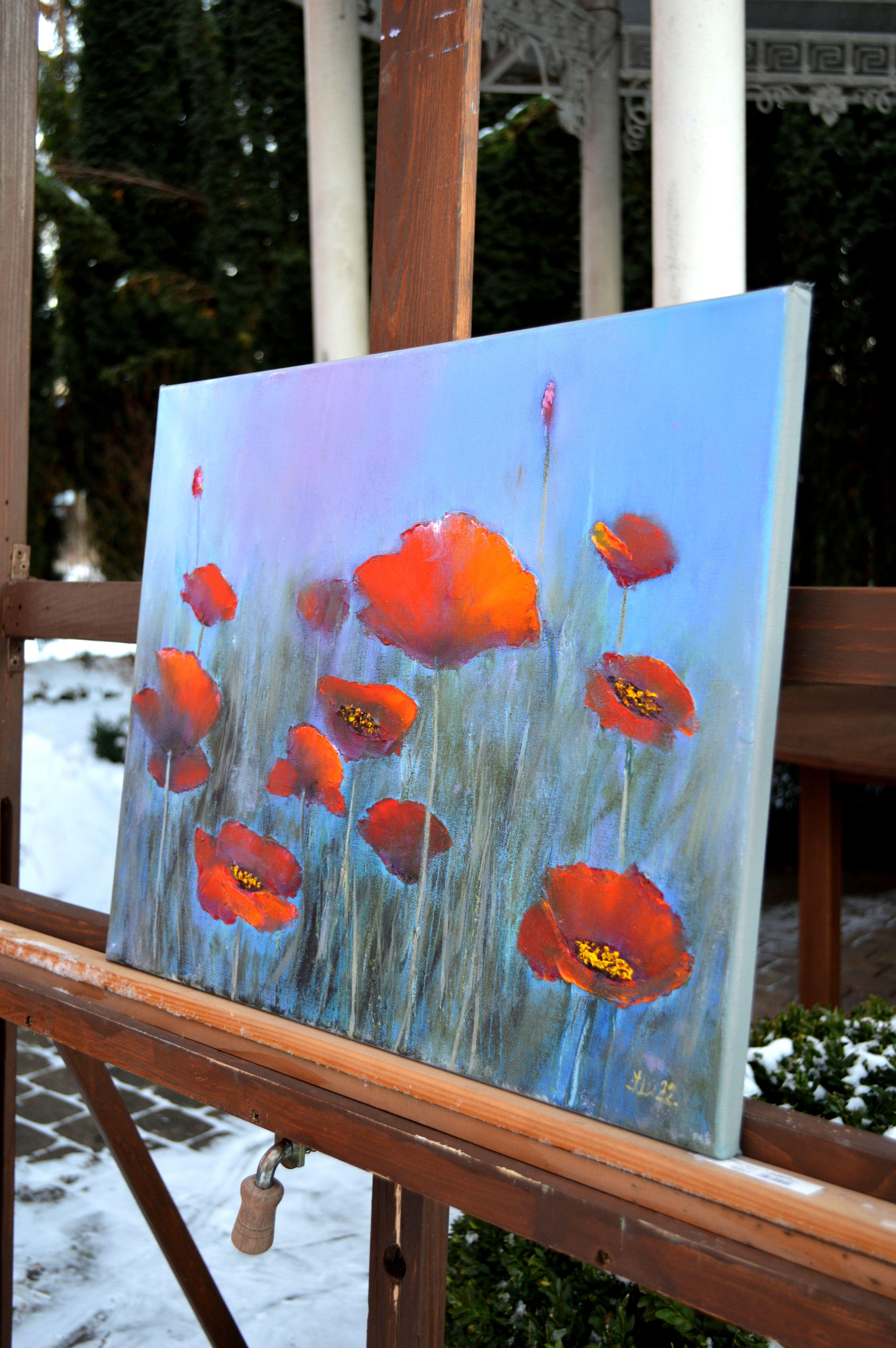 Poppies in the fog 40X50 oil, Valentine’s Day gifts art For Sale 2