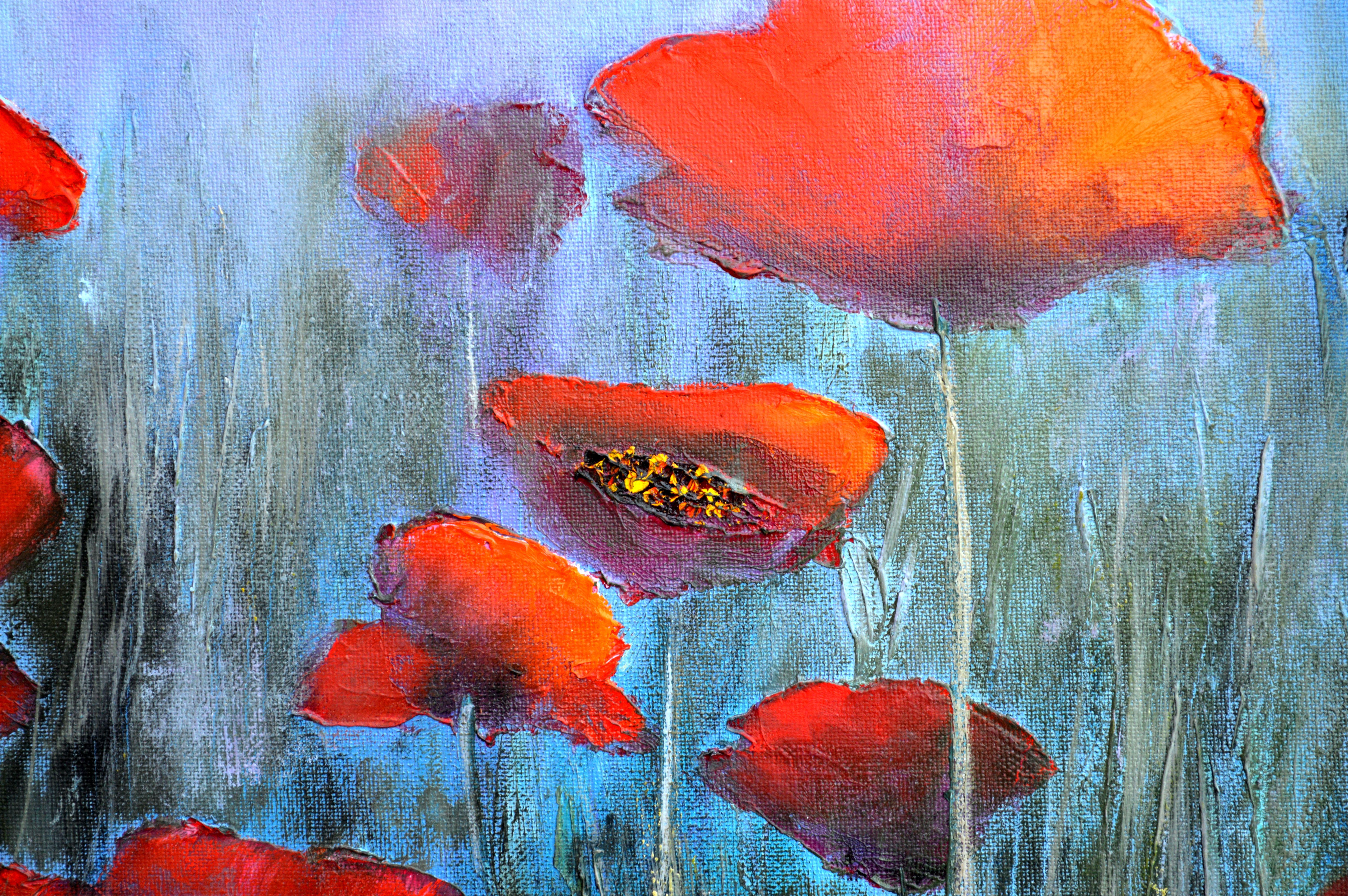 Poppies in the fog 40X50 oil, Valentine’s Day gifts art For Sale 4