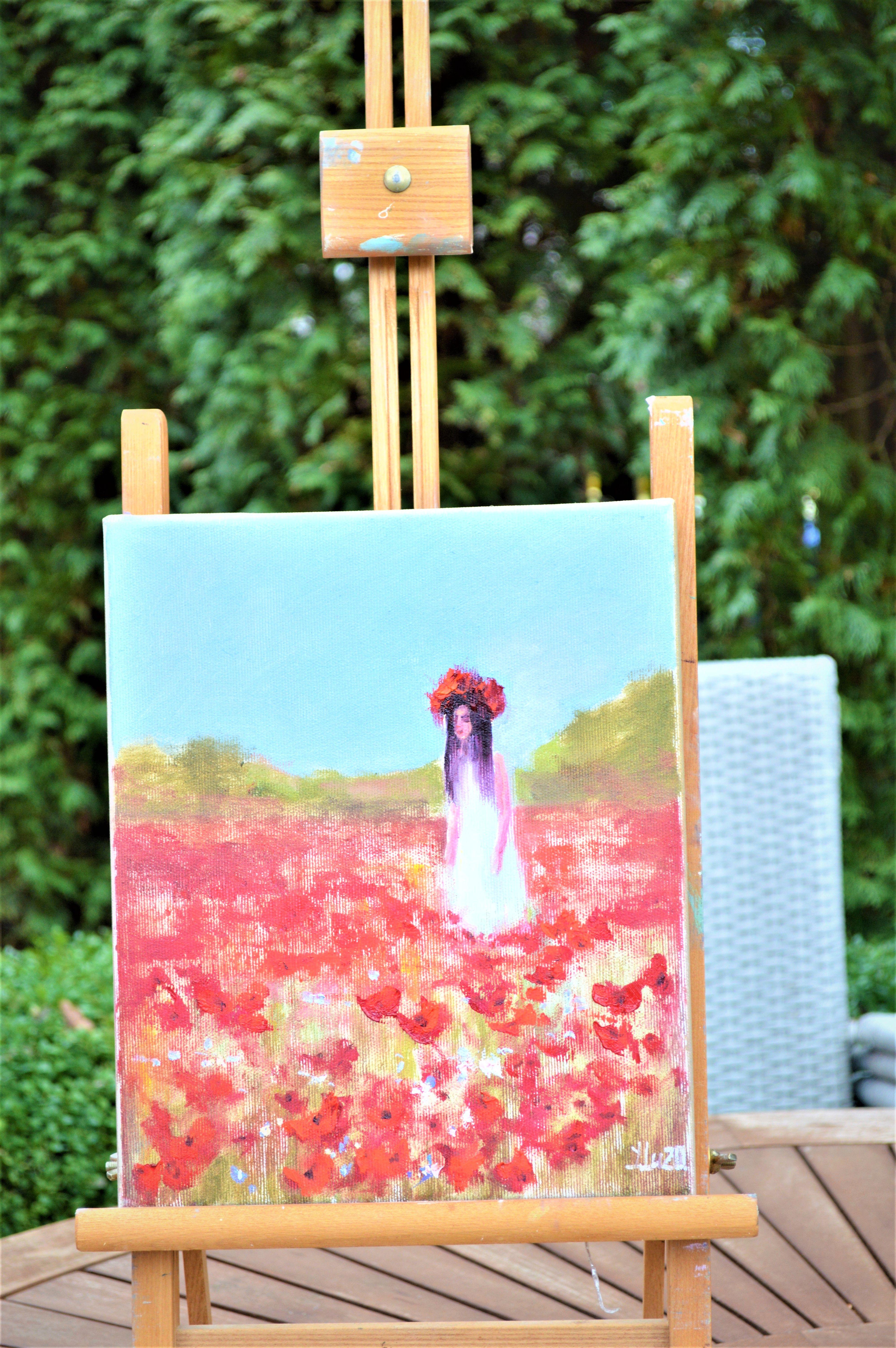 Poppy Fairy 24X30 oil, Valentine’s Day gifts art - Painting by Elena Lukina