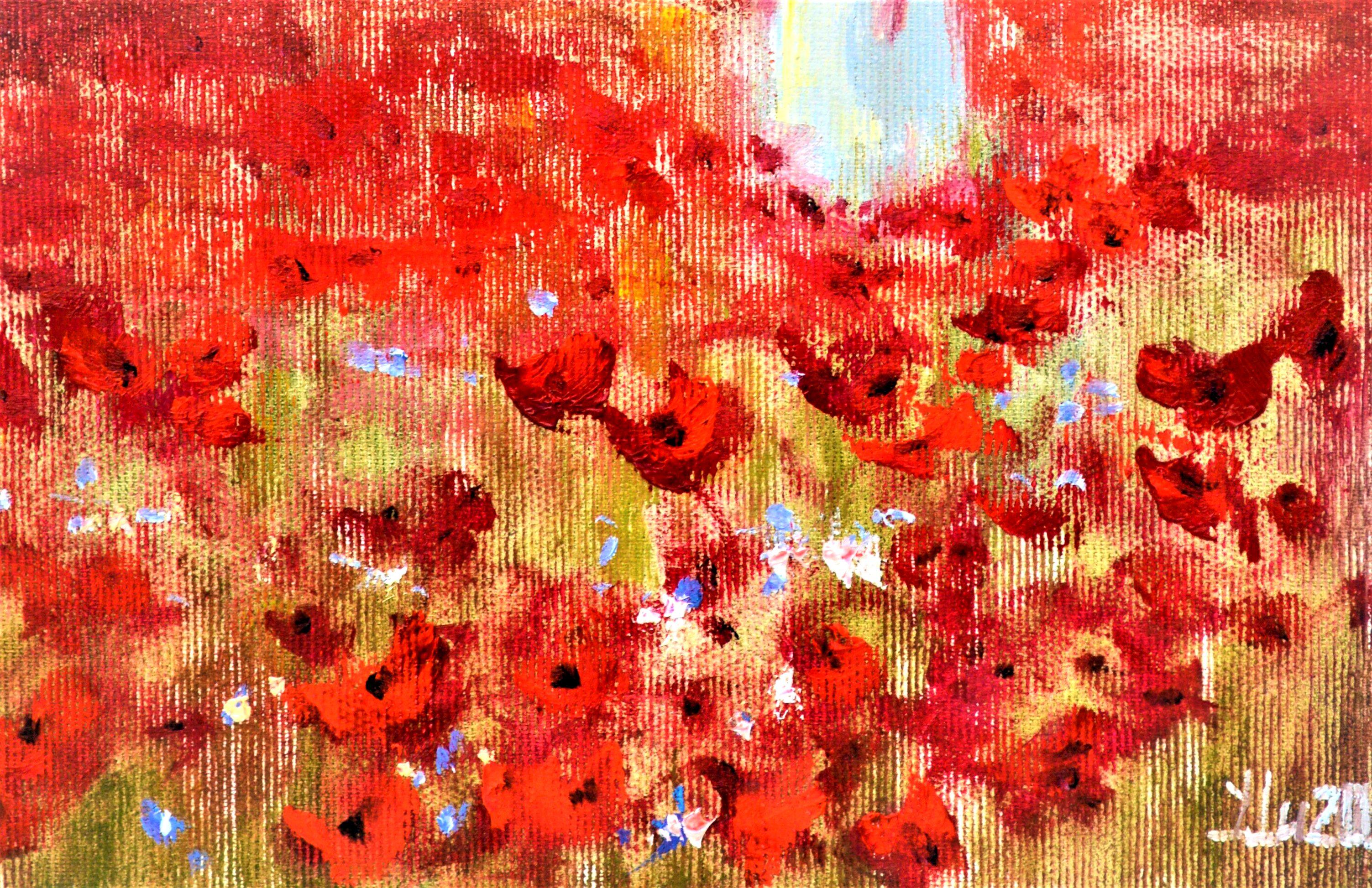 In this oil painting, I immersed myself in the essence of nature's whimsy, capturing a figure enveloped by a sea of poppies. Inspired by expressionism and impressionism, I used bold strokes and vivid hues to evoke a dreamlike state. The painting