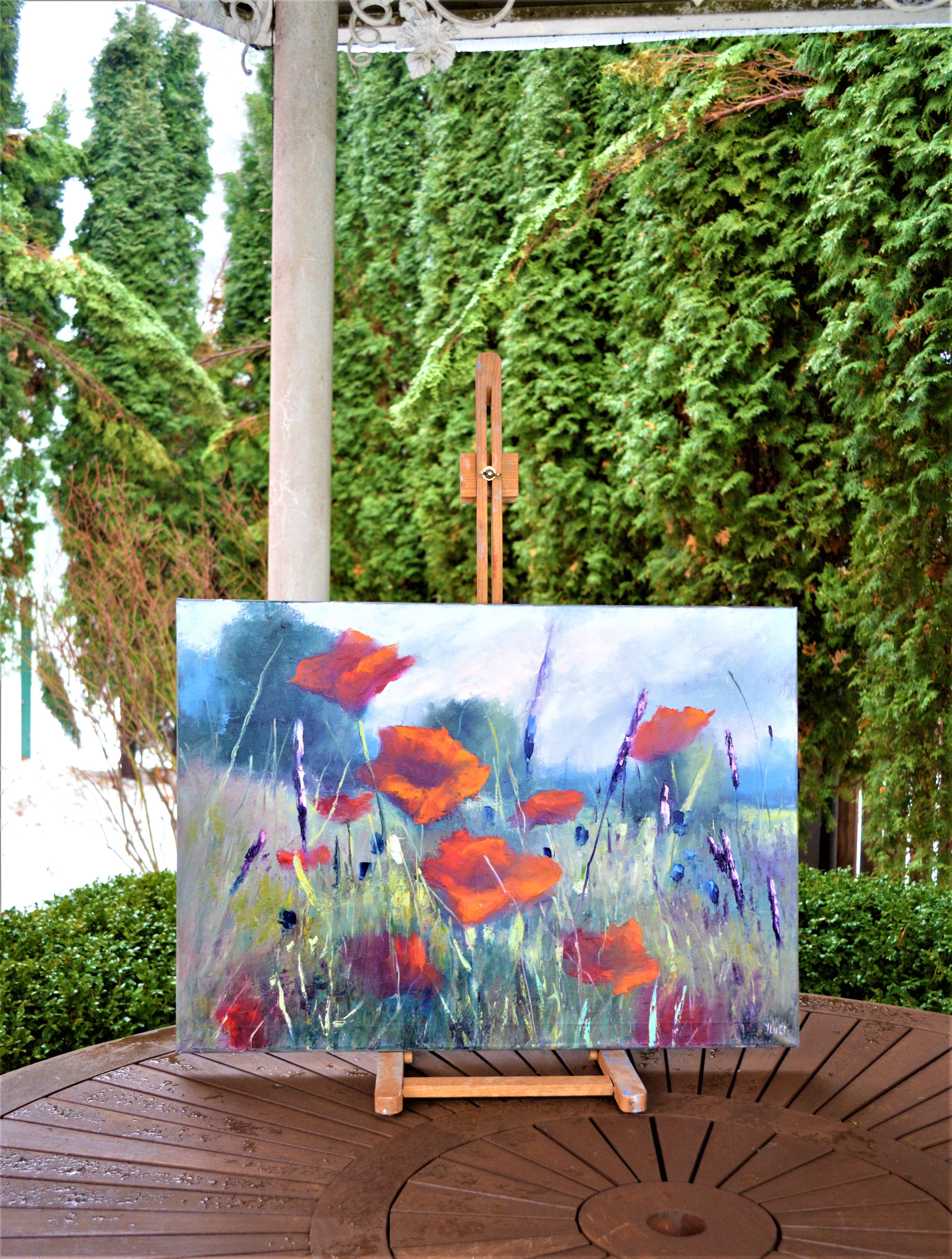 Poppy meadow 50X70 - Painting by Elena Lukina
