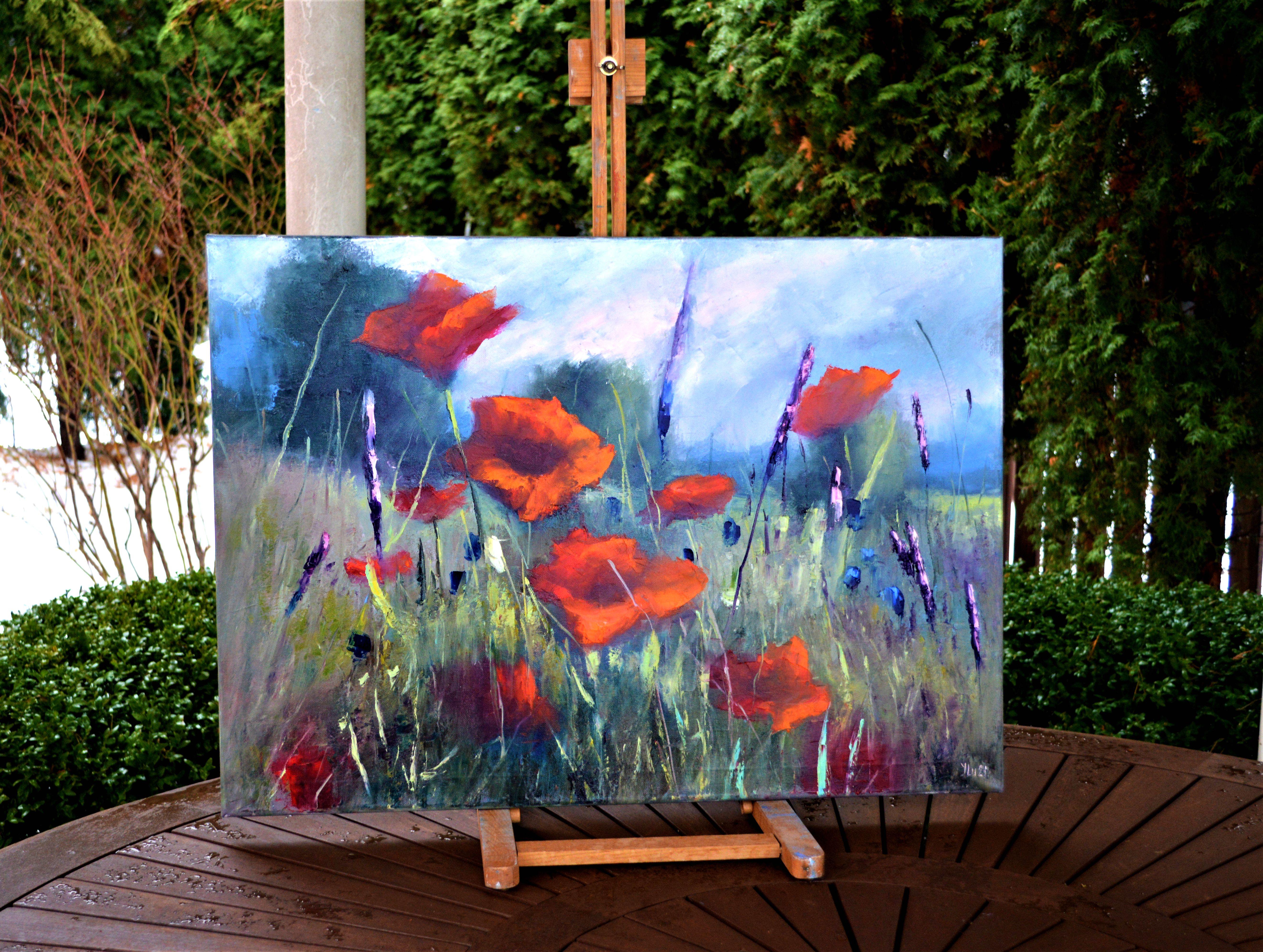 ppy meadow 50X70 (Expressionismus), Painting, von Elena Lukina