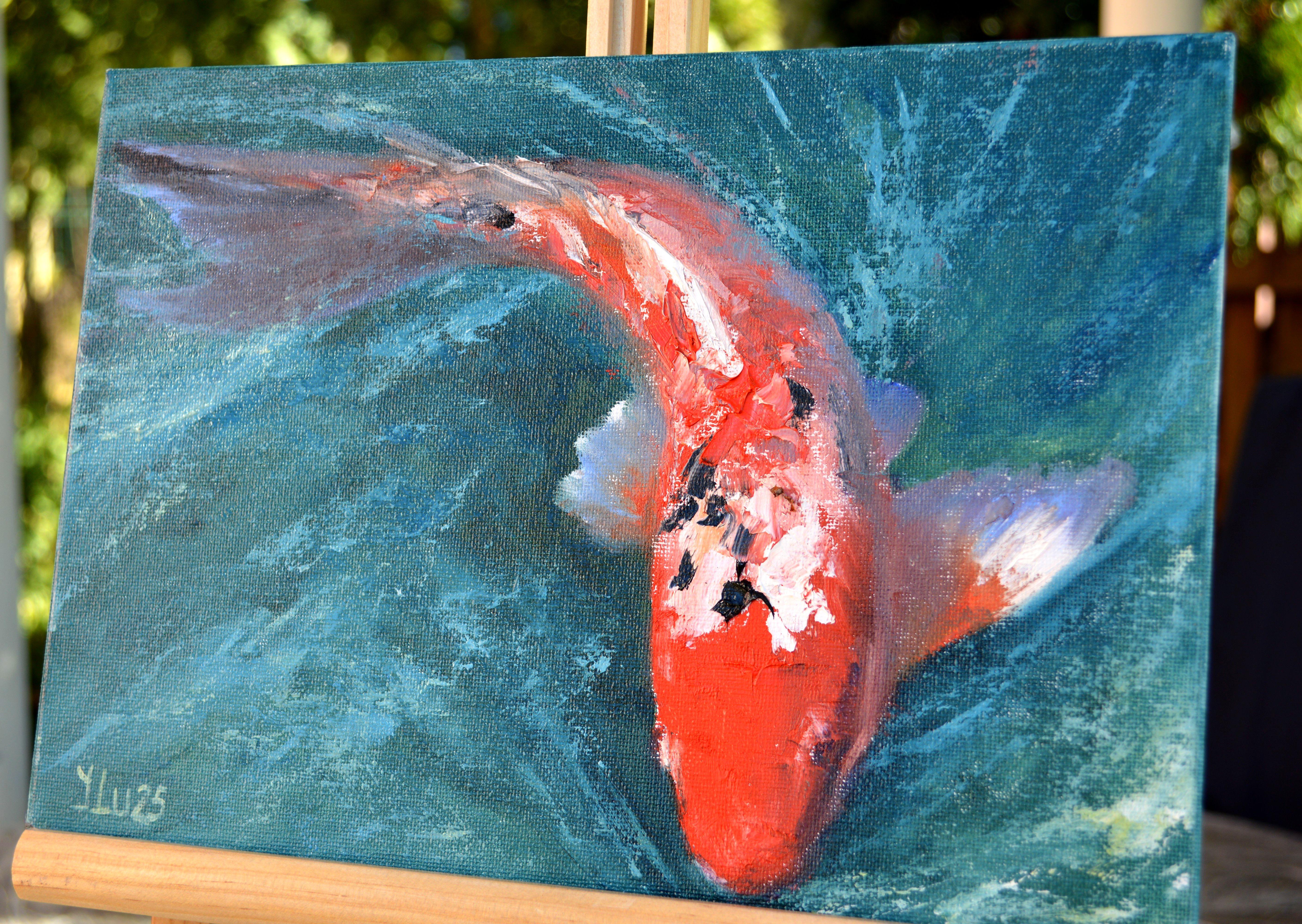 Carpa roja - Animal Painting Azul de Elena Lukina