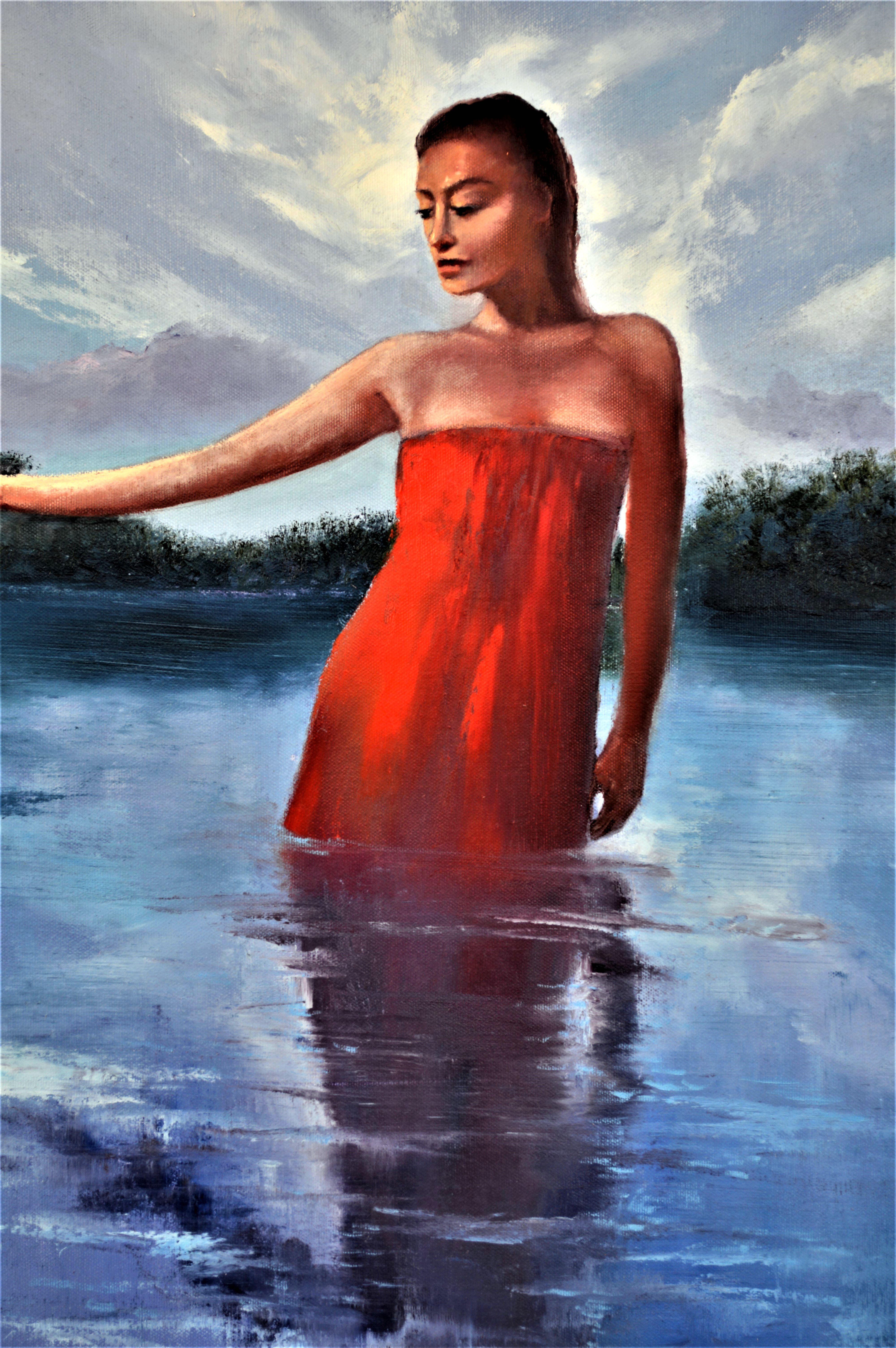 Red dress 60X80 oil, Valentine’s Day gifts art For Sale 7