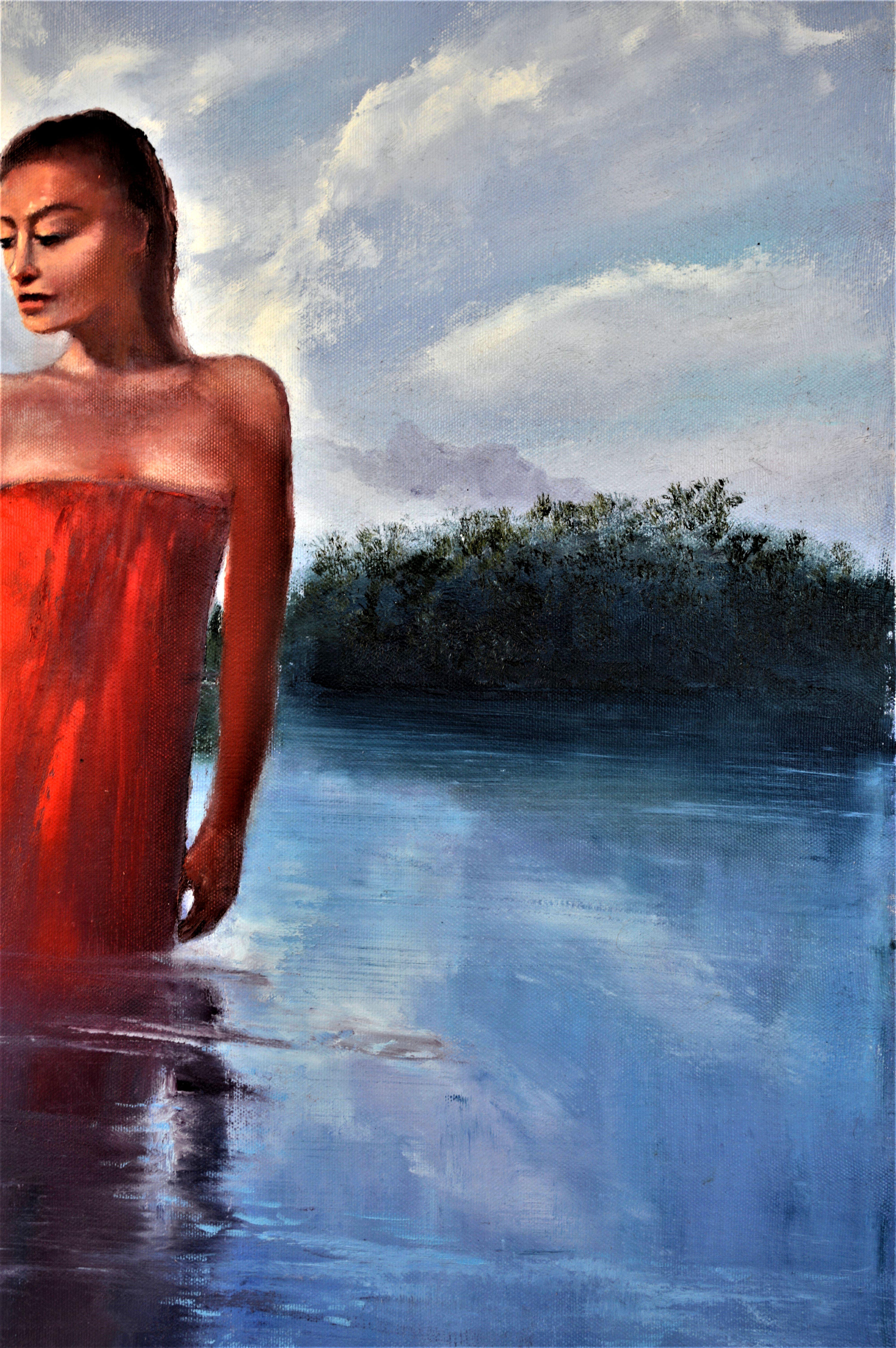Red dress 60X80 oil, Valentine’s Day gifts art For Sale 8