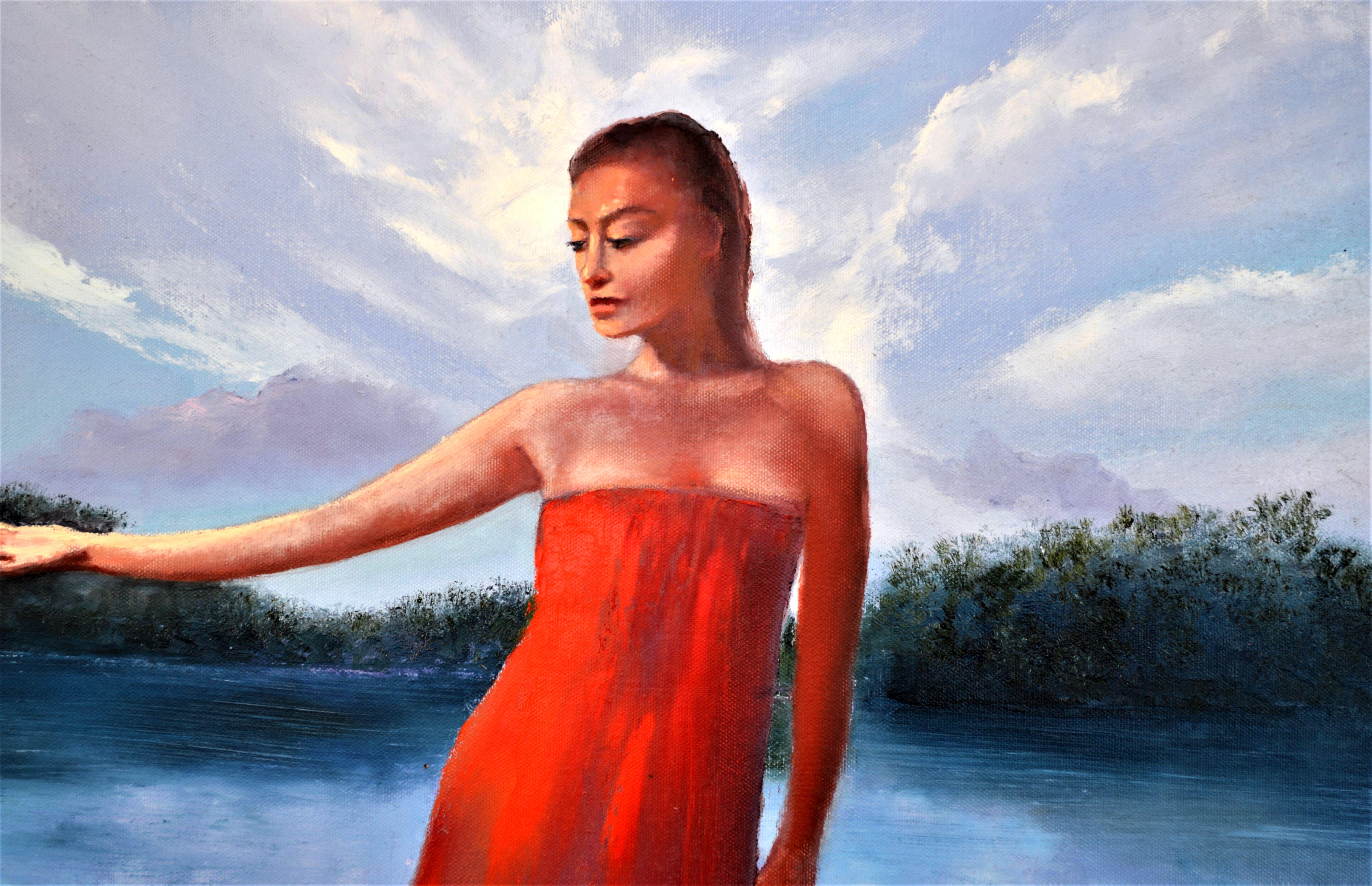 Red dress 60X80 oil, Valentine’s Day gifts art For Sale 9