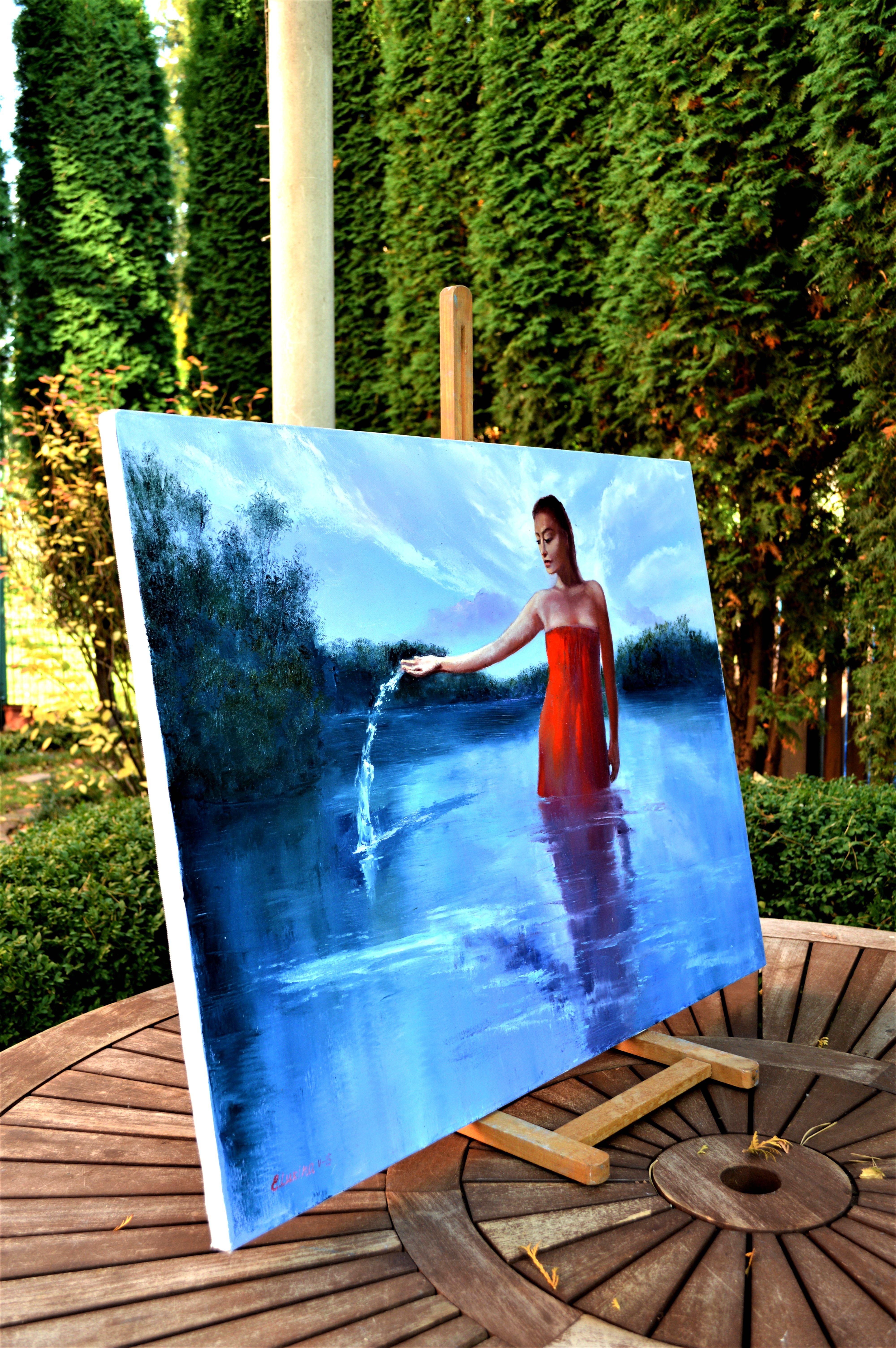 Vestido rojo 60X80 óleo - Painting Expresionista de Elena Lukina