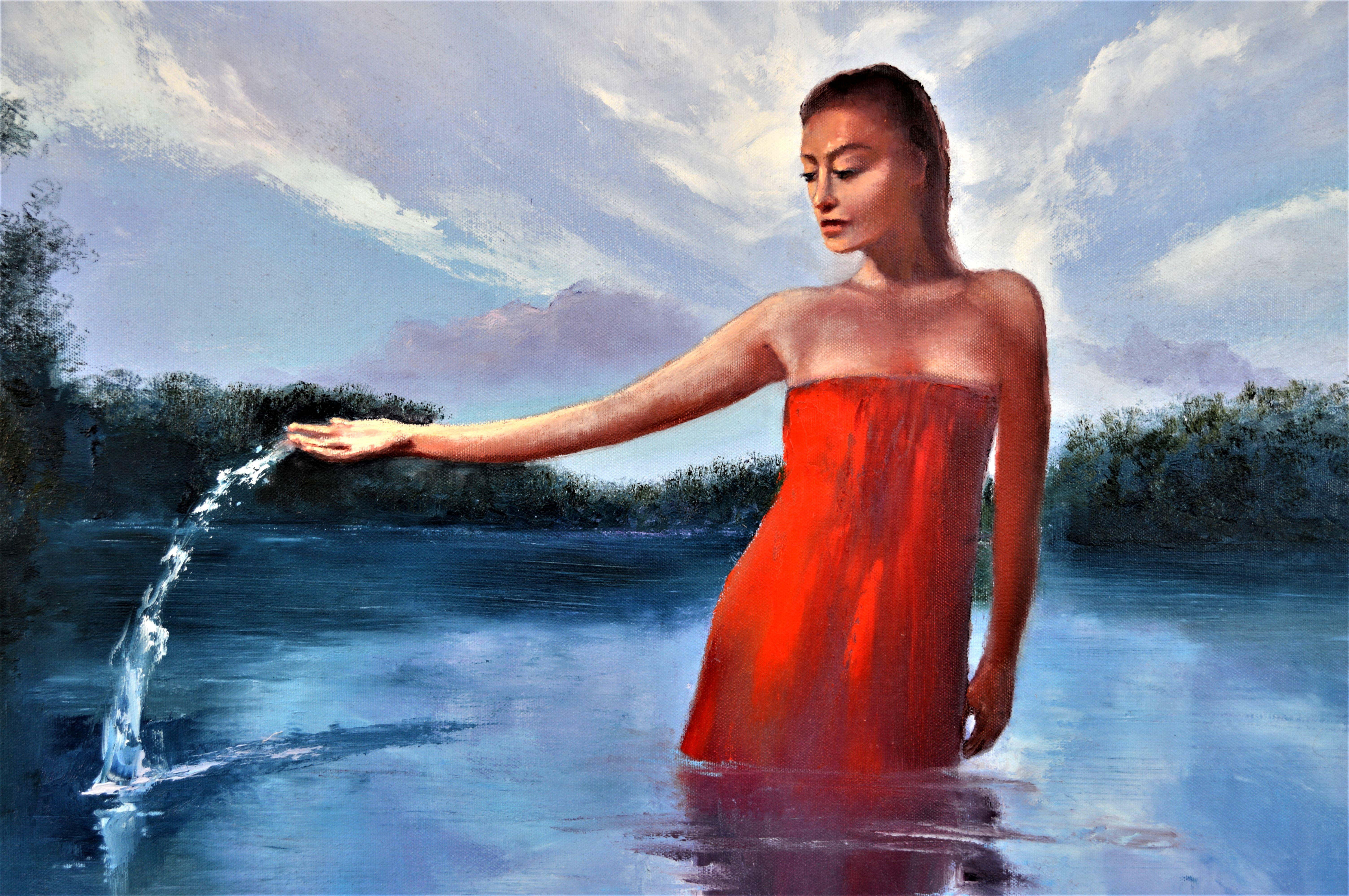 Red dress 60X80 oil, Valentine’s Day gifts art For Sale 1