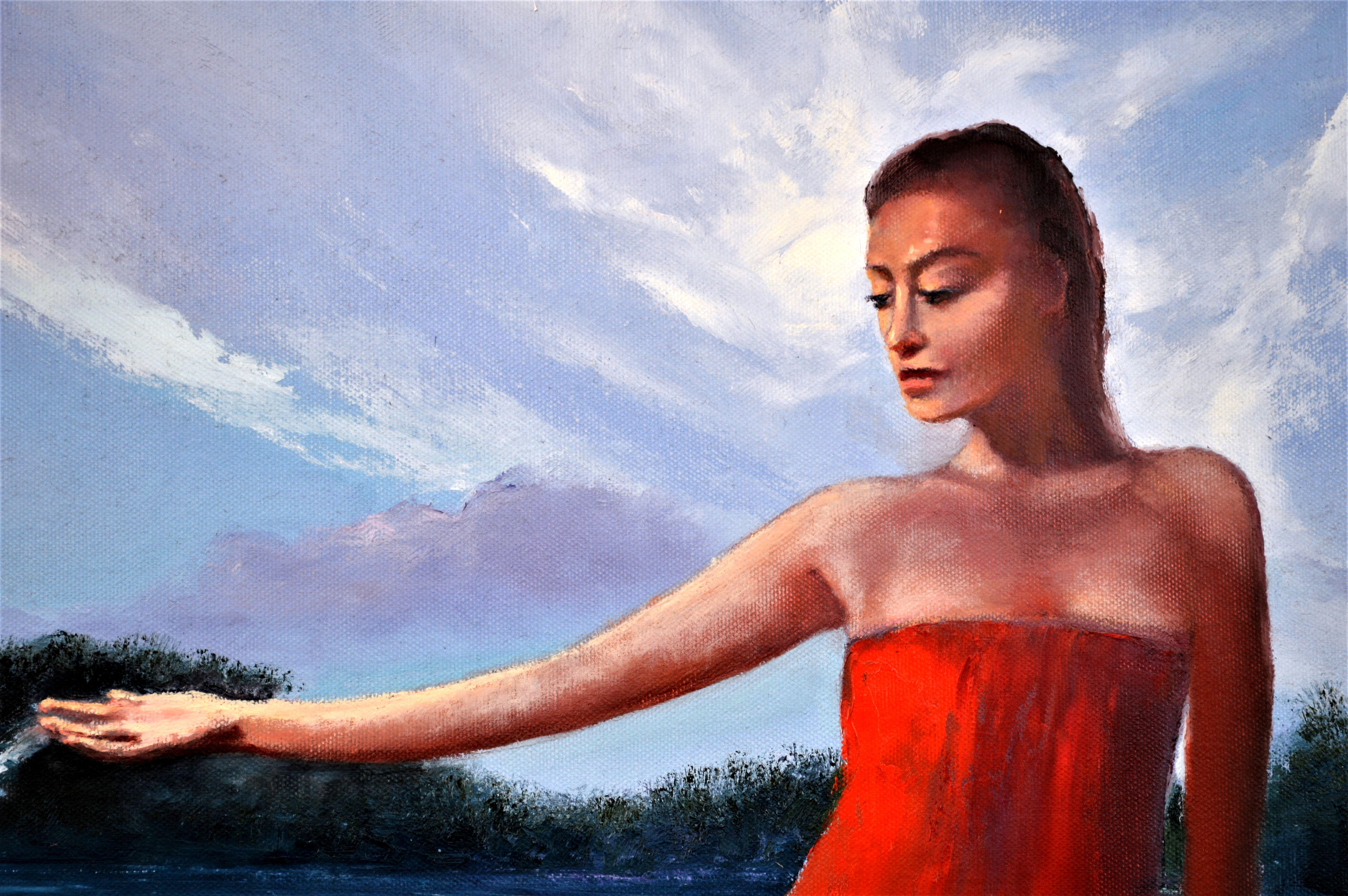 Red dress 60X80 oil, Valentine’s Day gifts art For Sale 2