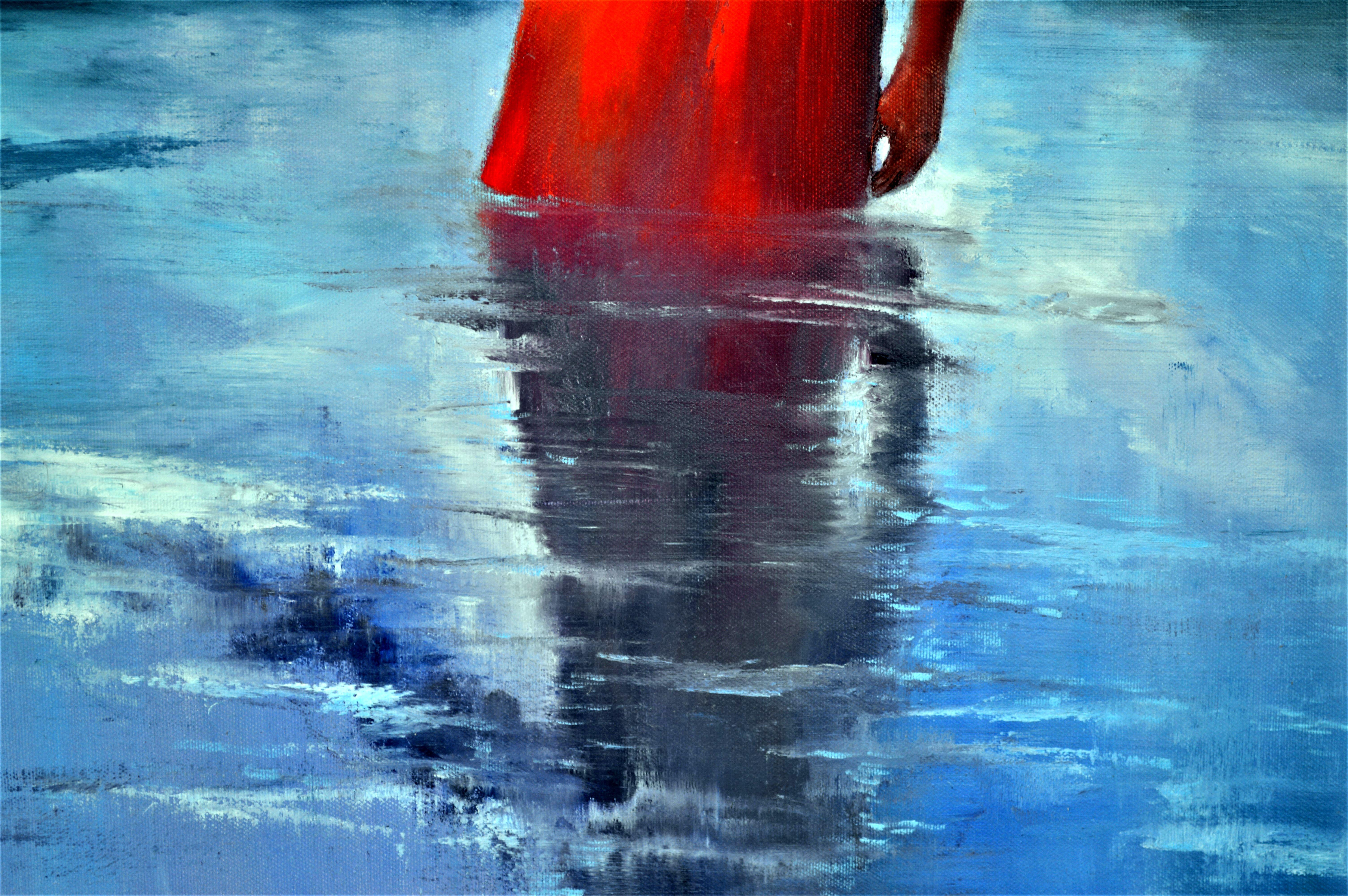 Red dress 60X80 oil, Valentine’s Day gifts art For Sale 4