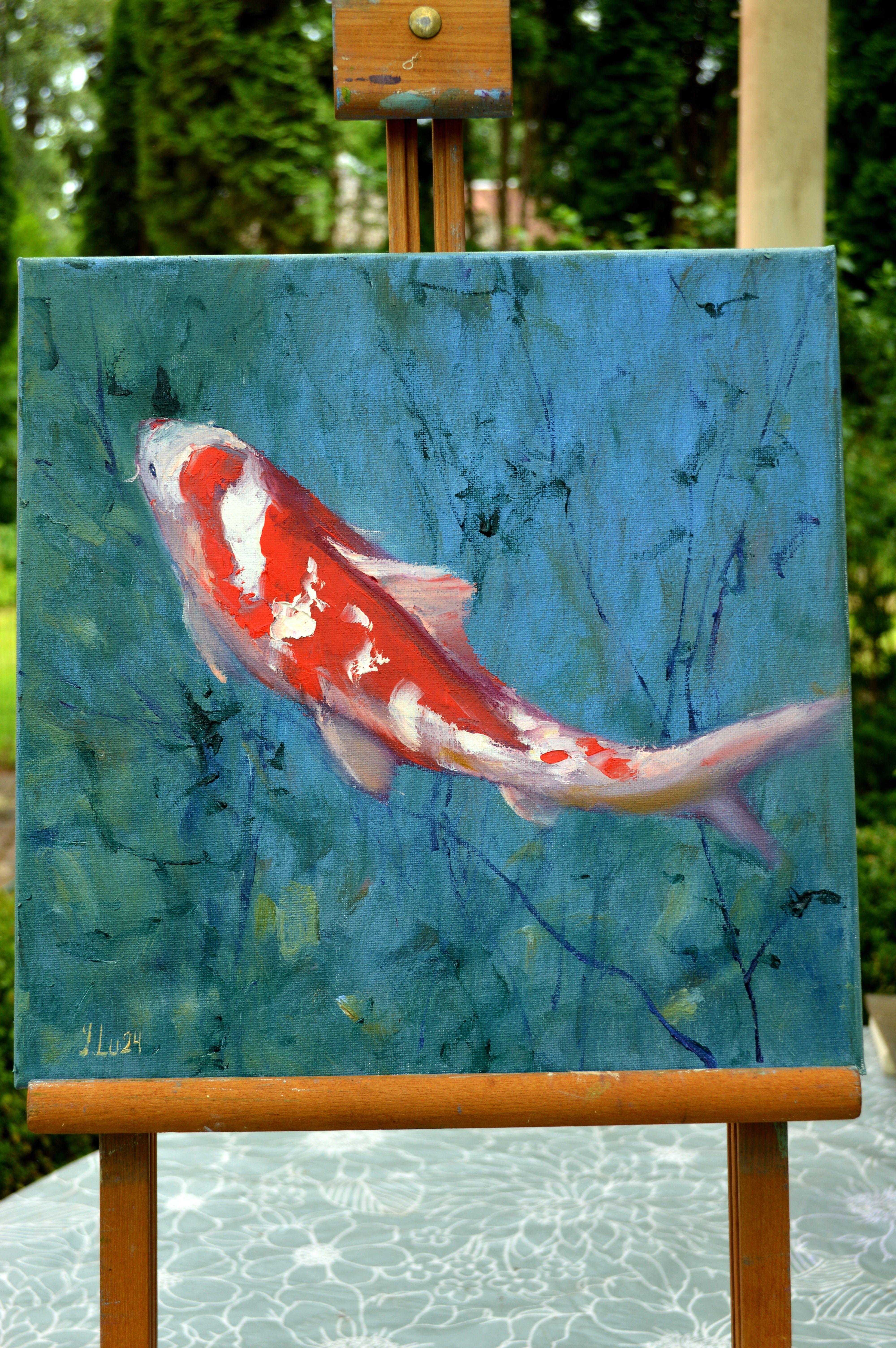 Carpa Koi roja - Painting de Elena Lukina