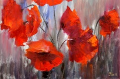 Amapolas rojas 40Х40  pintura al óleo