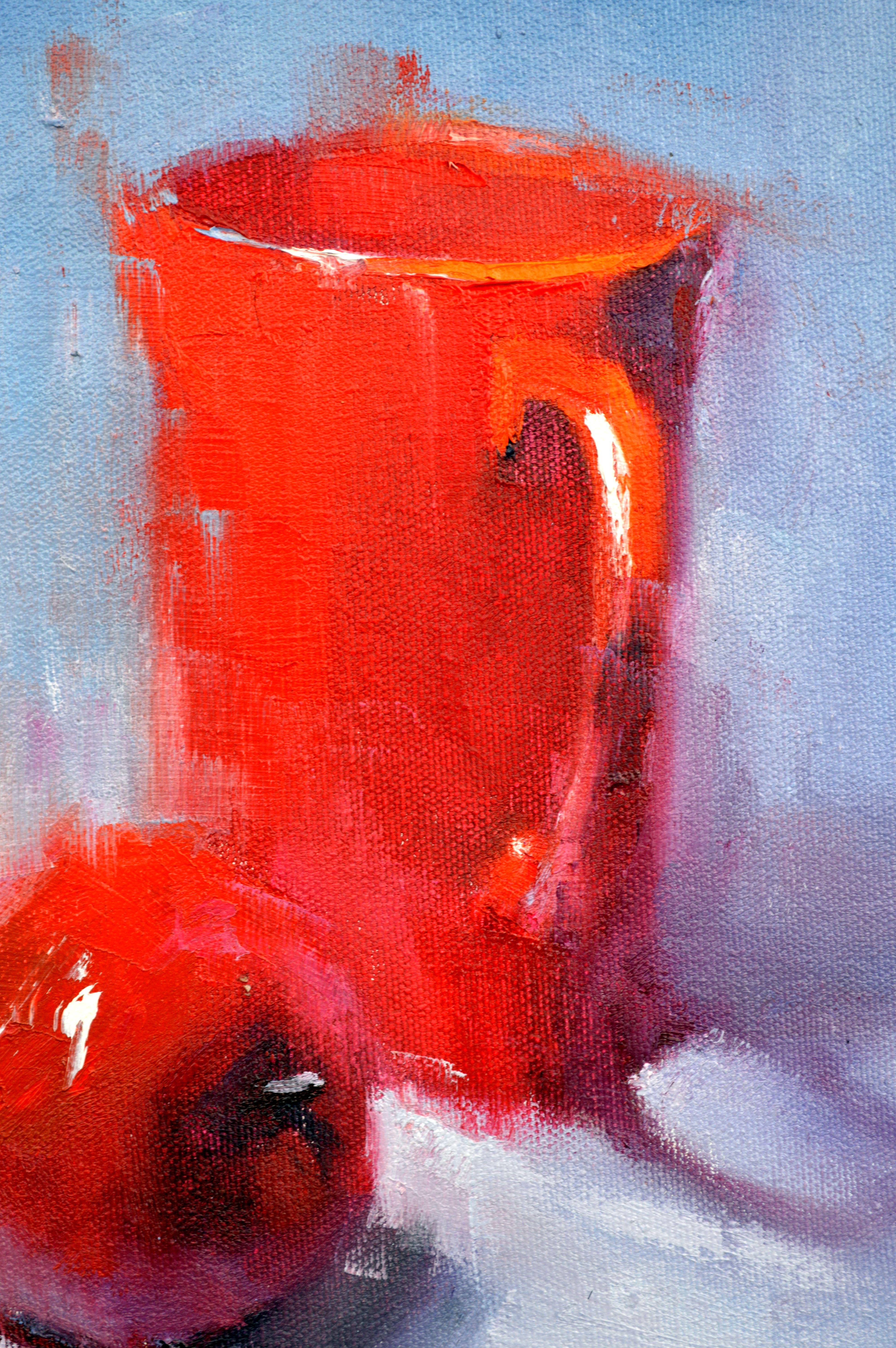 Rot & Rot 30X30 Ölgemälde, Rot im Angebot 9