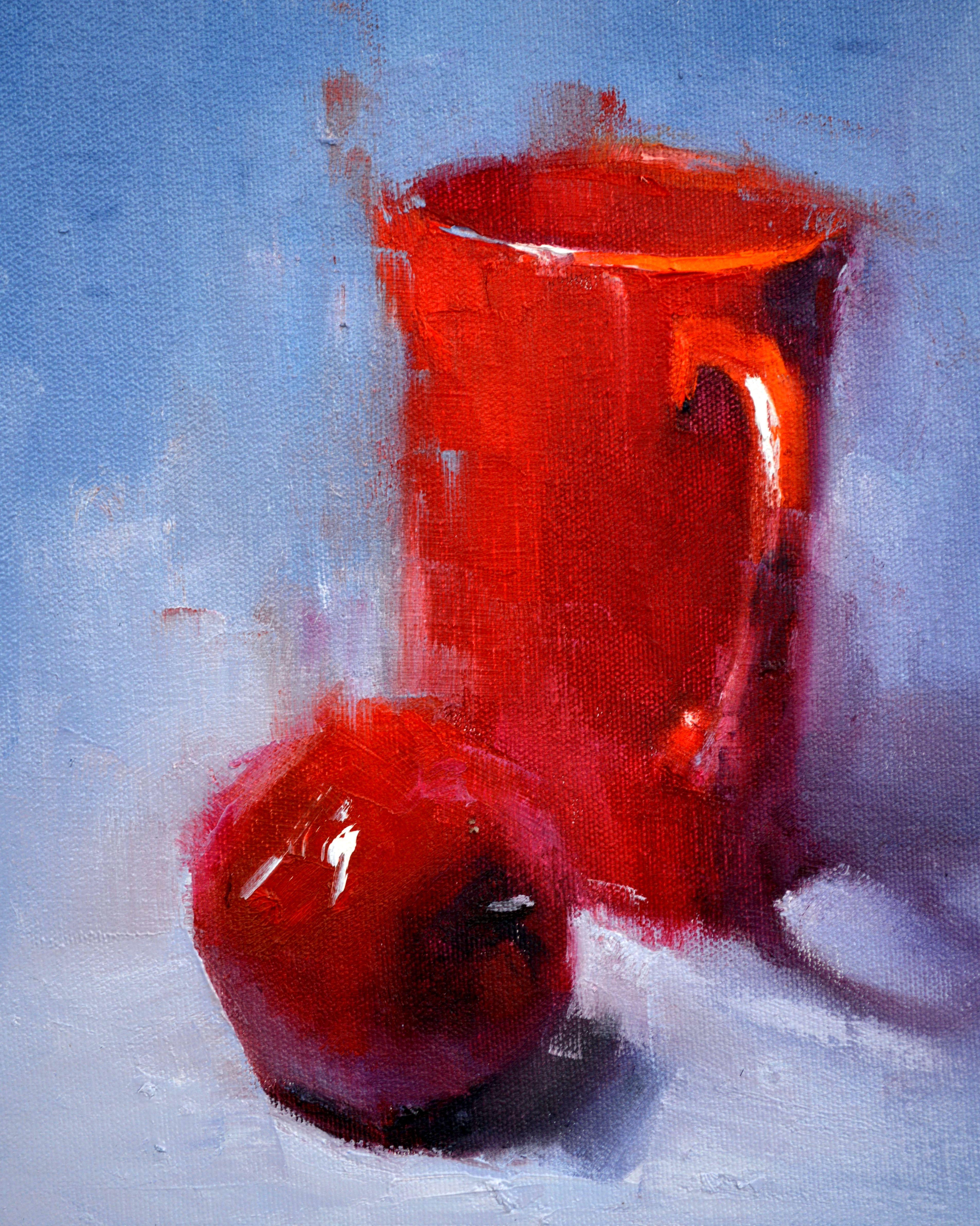 Peinture à l'huile Red & Red 30X30, cadeau de Saint-Valentin, art en vente 7