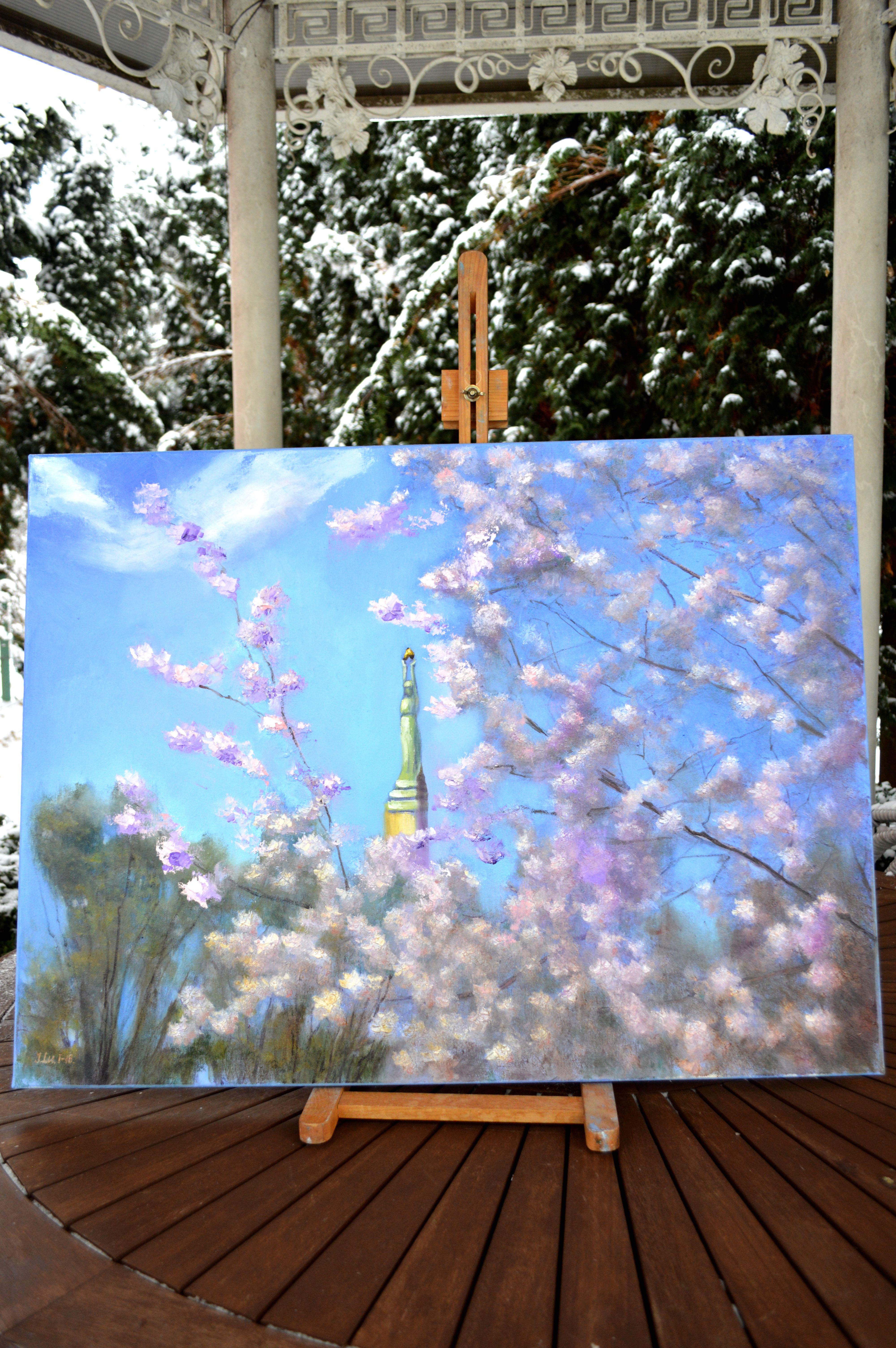 Riga city. Spring. - Painting by Elena Lukina