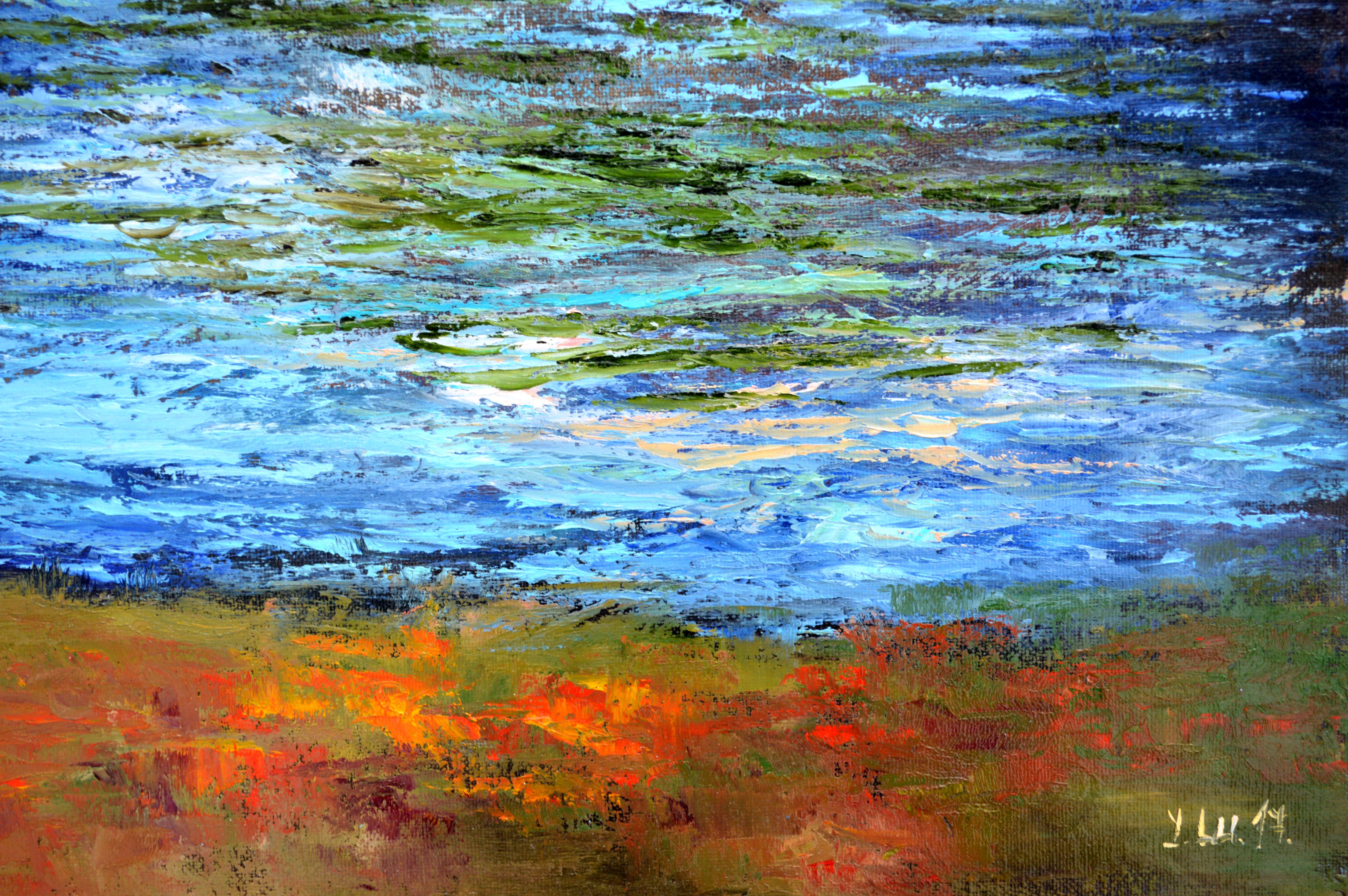 Dans mes œuvres, j'ai capturé un moment de sérénité dans la vie urbaine, où la nature rencontre l'agitation quotidienne, provoquant la tranquillité. La peinture à l'huile m'a permis de mélanger des coups de pinceau expressifs avec des touches