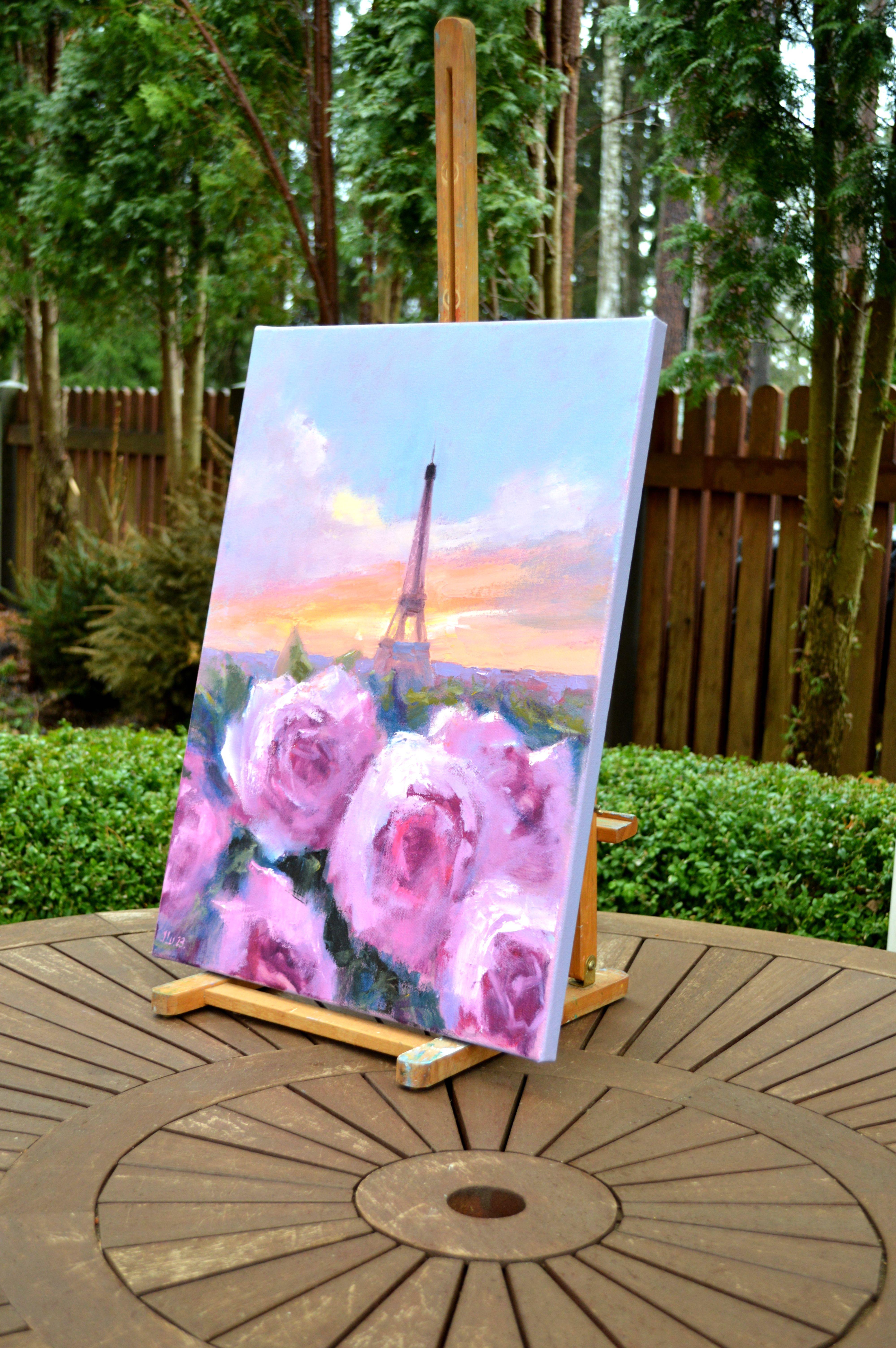 Romantik in Paris 55X40 Öl auf Leinwand im Angebot 5