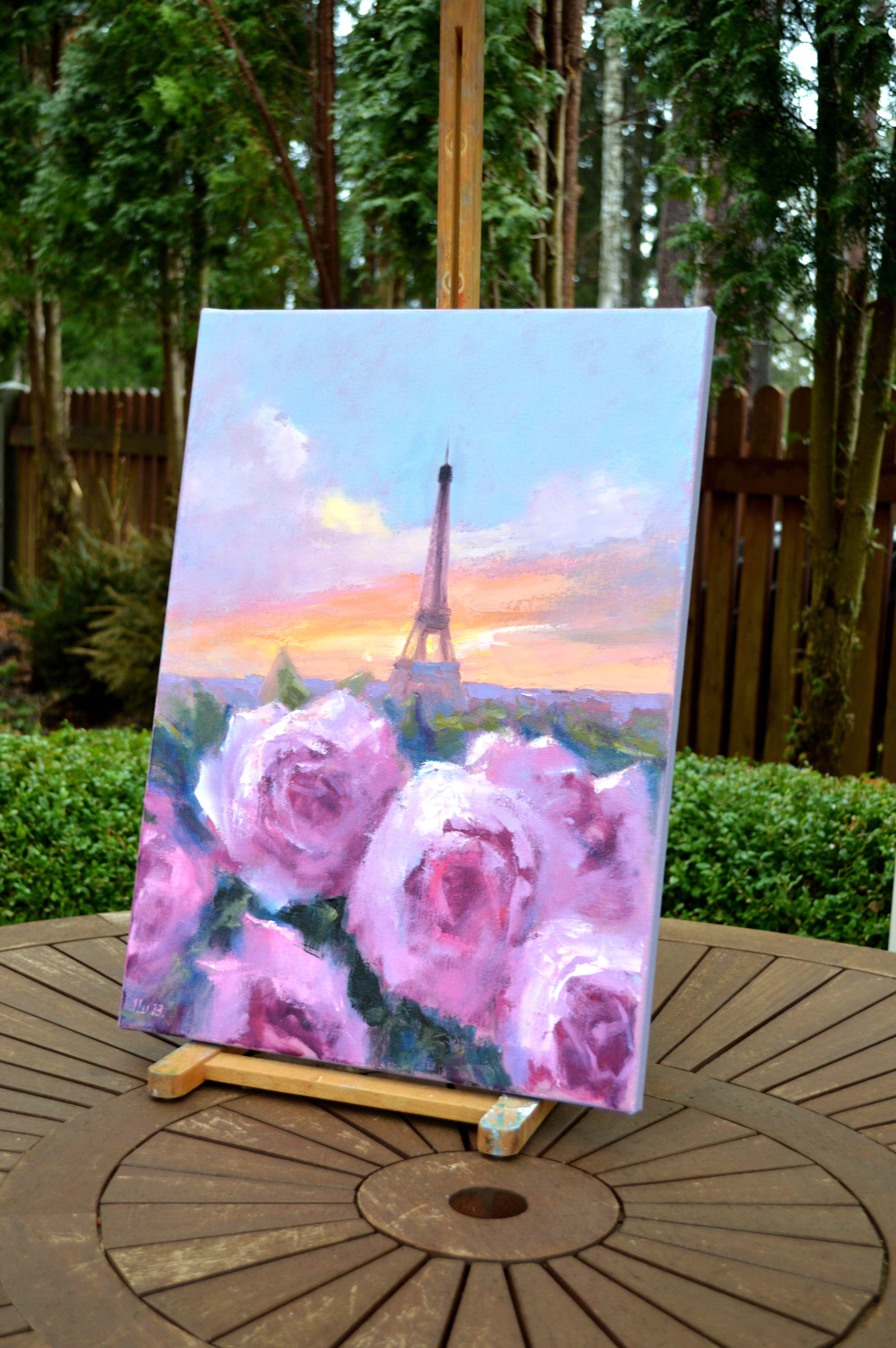 Romantik in Paris 55X40 Öl auf Leinwand im Angebot 6
