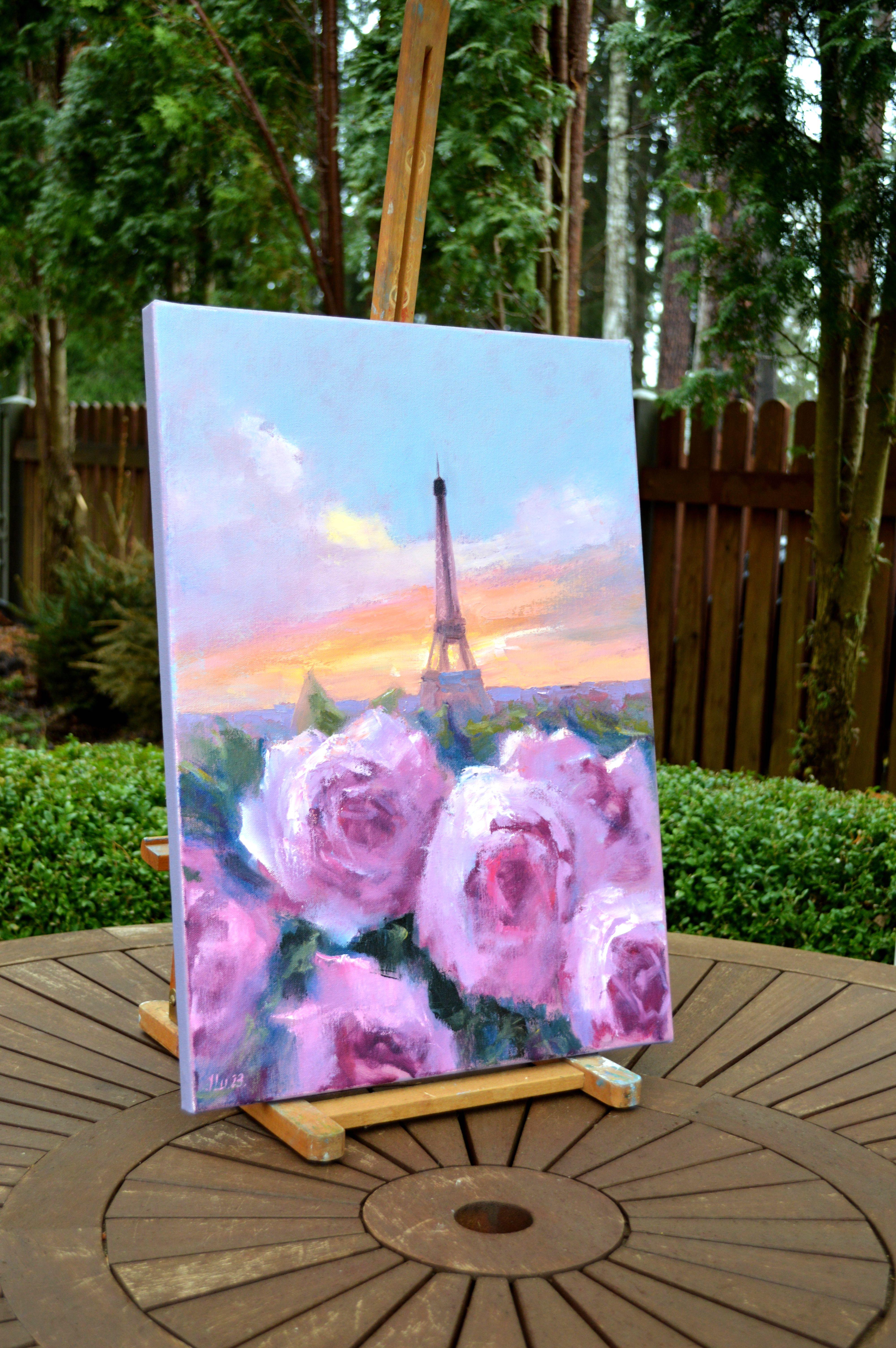 Romantik in Paris 55X40 Öl auf Leinwand im Angebot 7