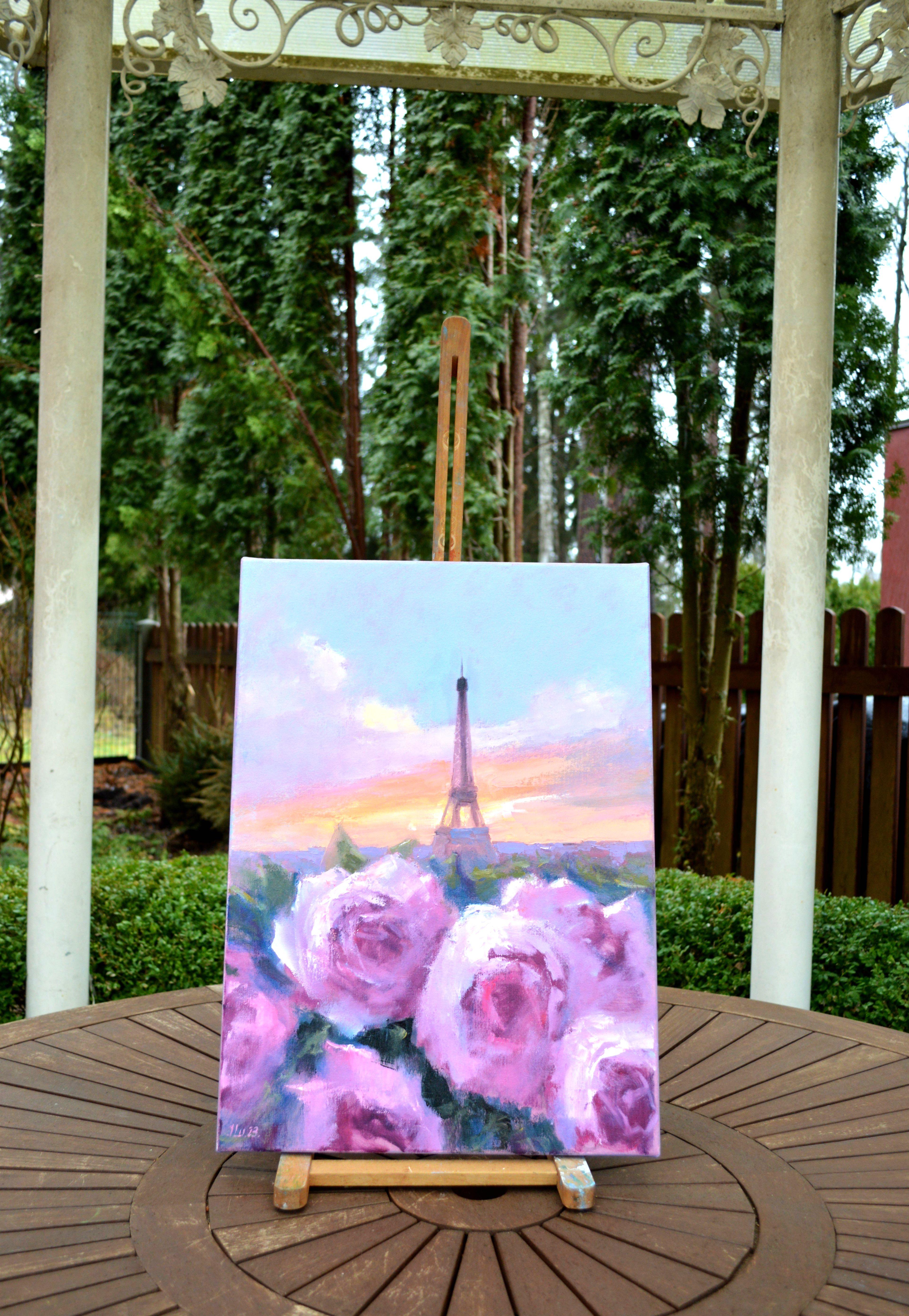 Romantik in Paris 55X40 Öl auf Leinwand im Angebot 8