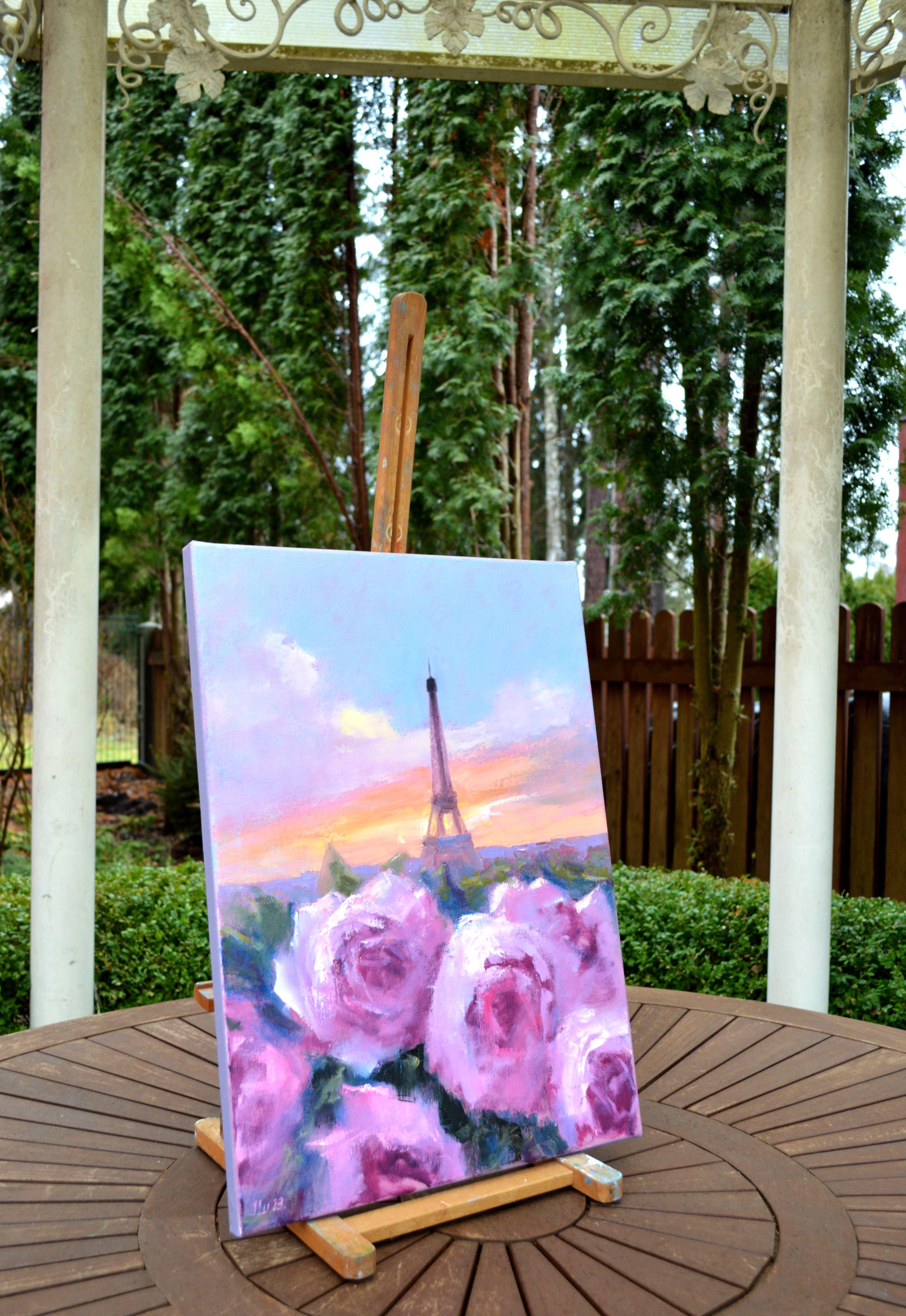 Romantik in Paris 55X40 Öl auf Leinwand im Angebot 9