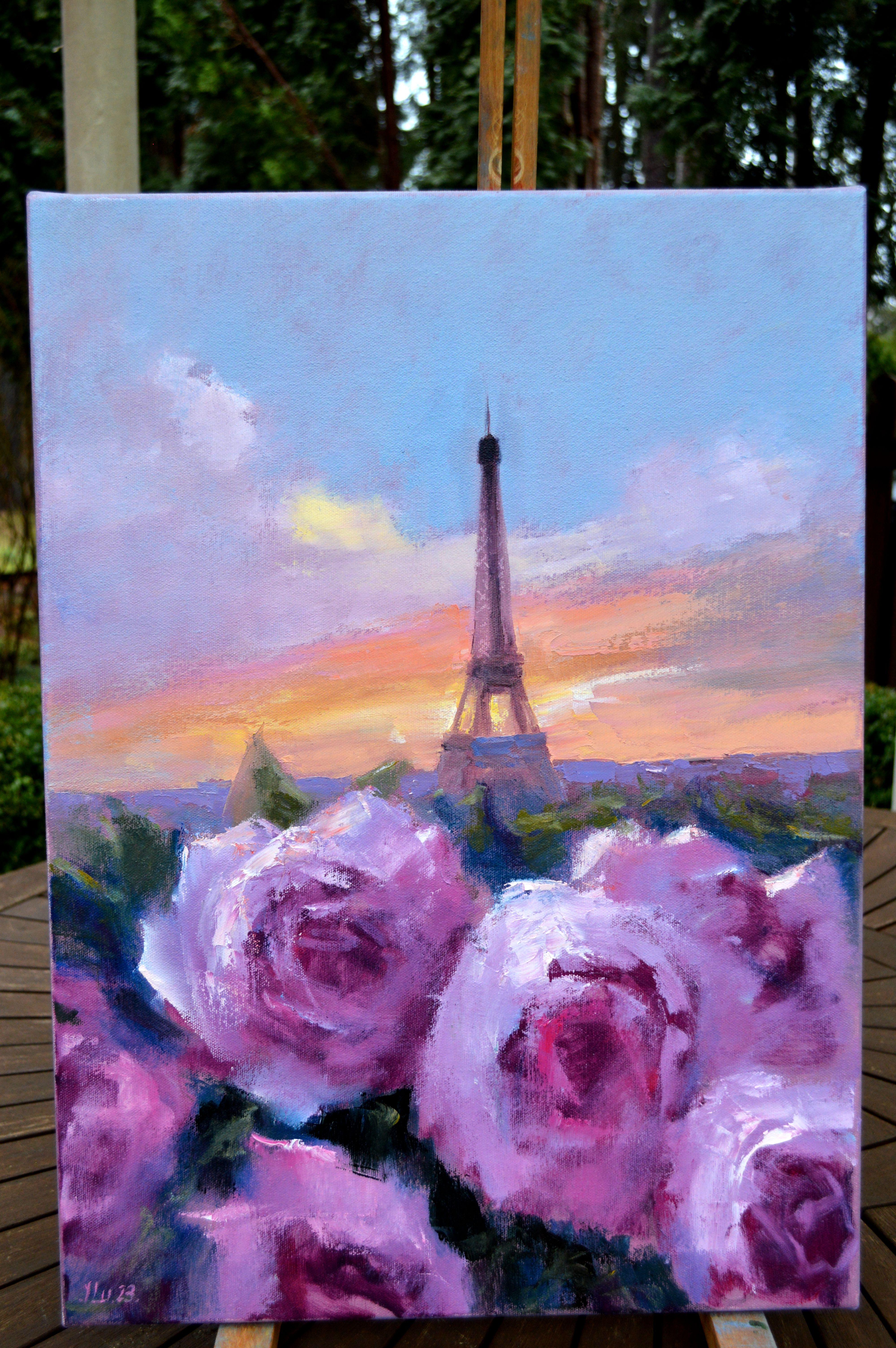Romantik in Paris 55X40 Öl auf Leinwand im Angebot 11