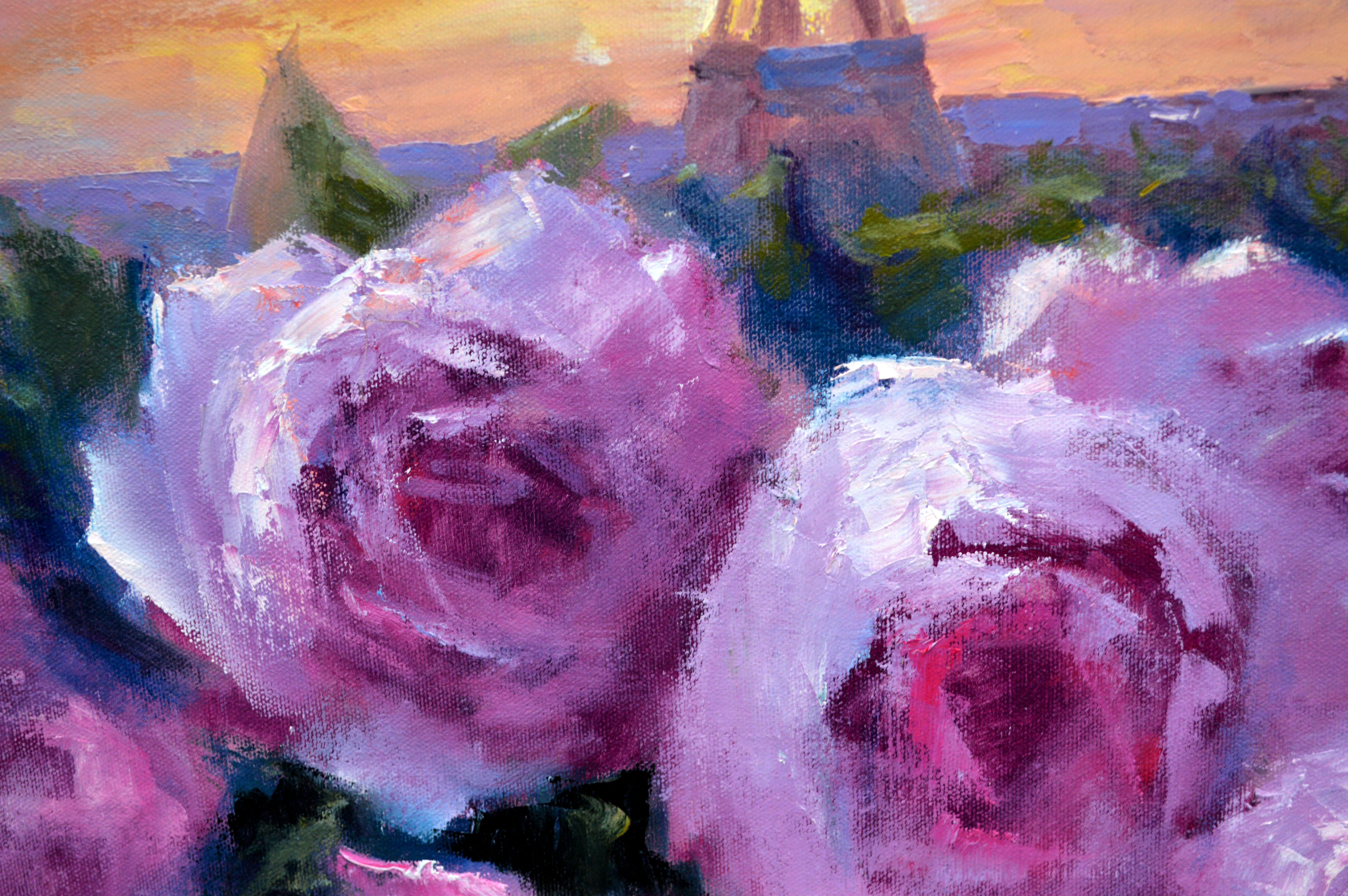 Romantik in Paris 55X40 Öl auf Leinwand im Angebot 13