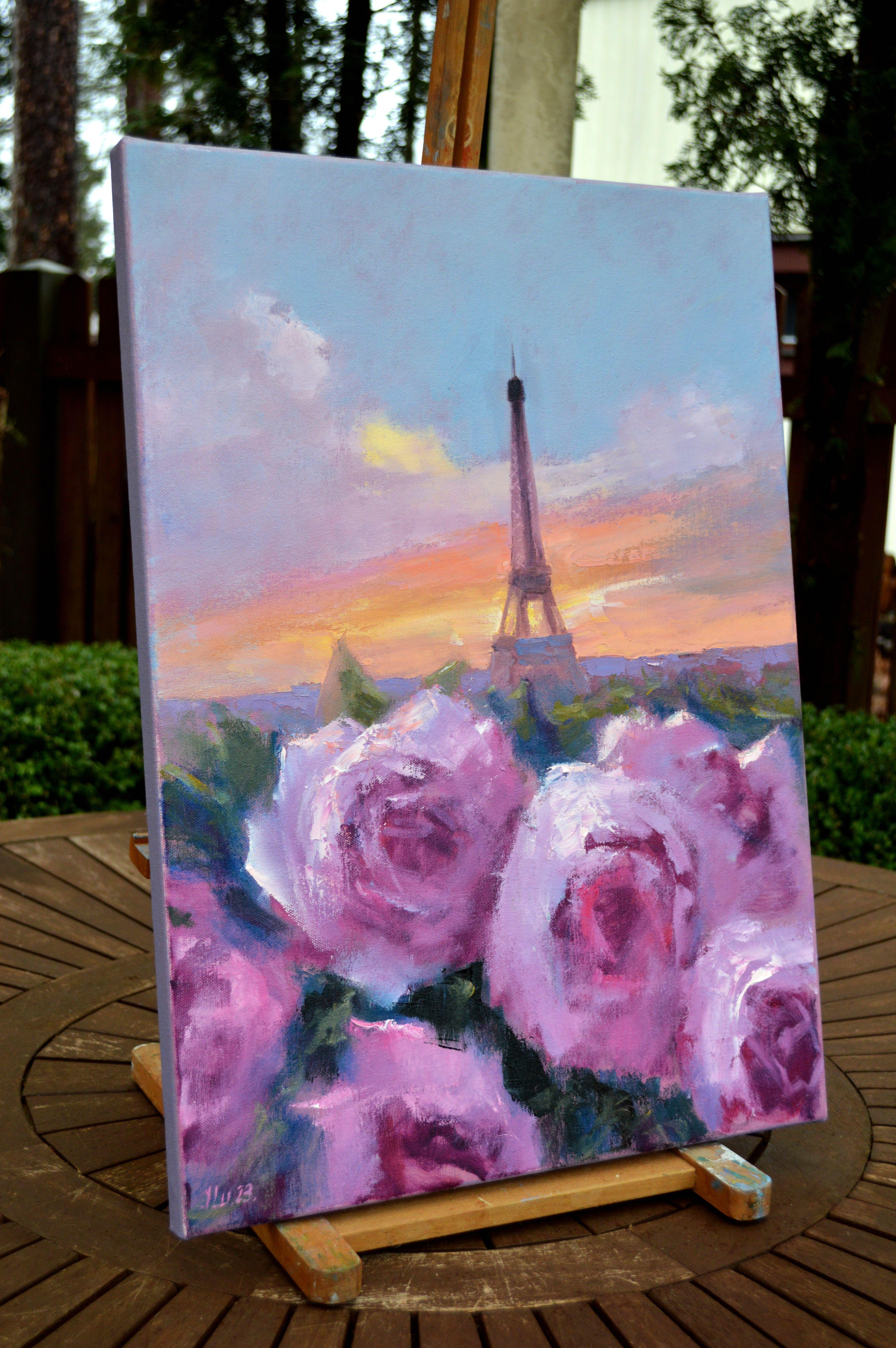 Romantik in Paris 55X40 Öl auf Leinwand (Expressionismus), Painting, von Elena Lukina