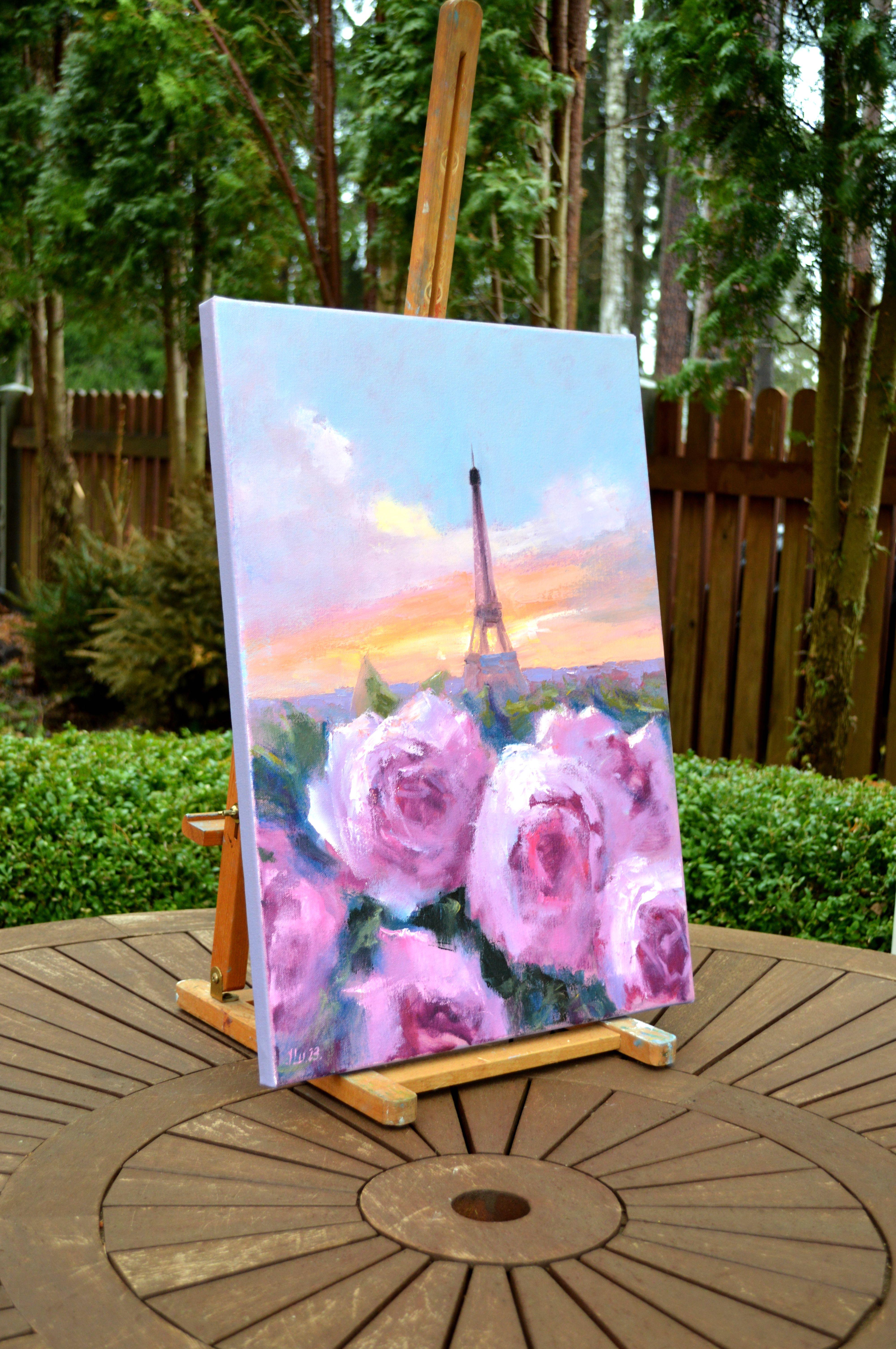 Romantik in Paris 55X40 Öl auf Leinwand im Angebot 4