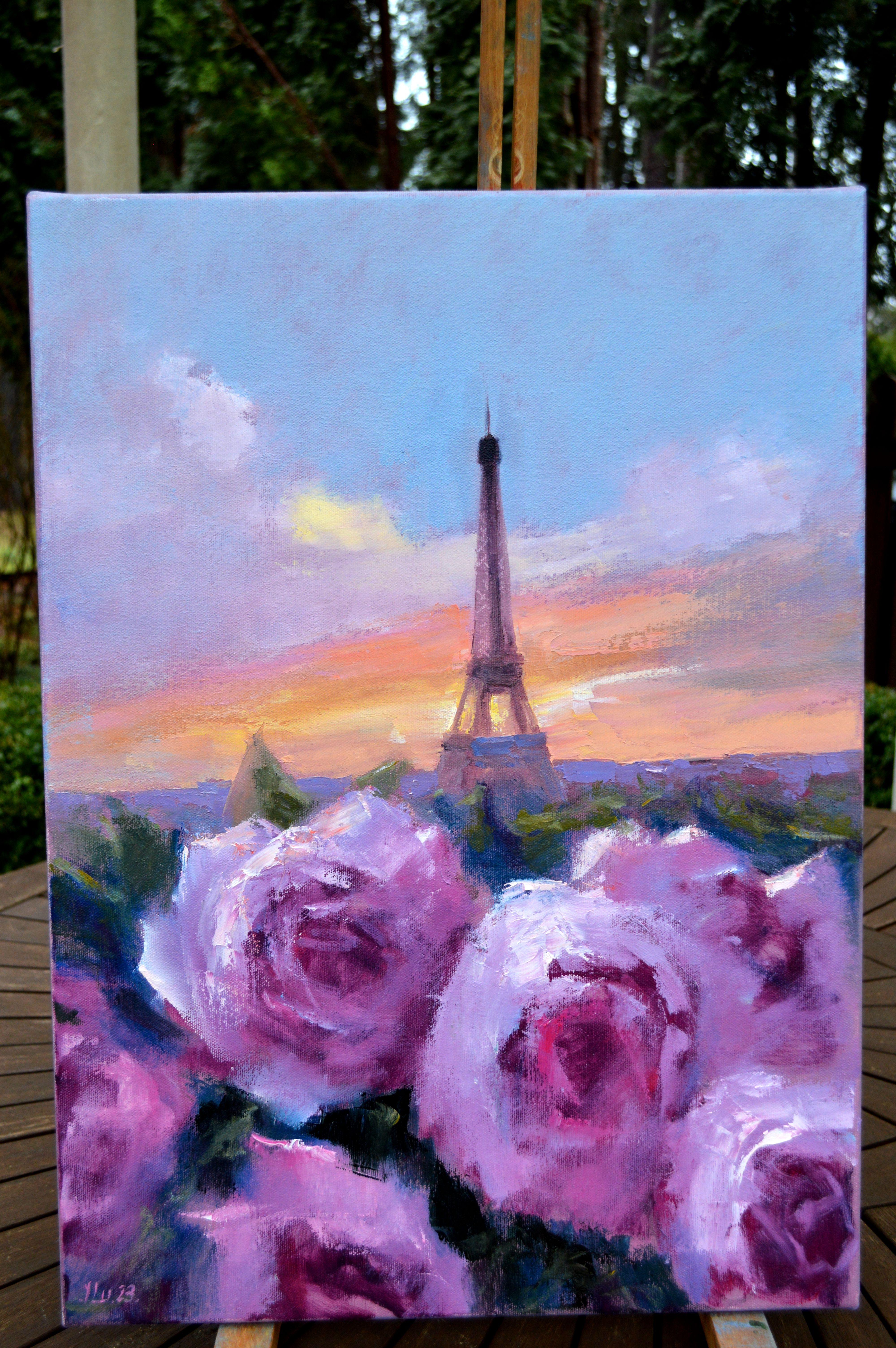 Romance in Paris 55X40 oil on canvas,  PARIS - CITY OF LOVERS For Sale 12