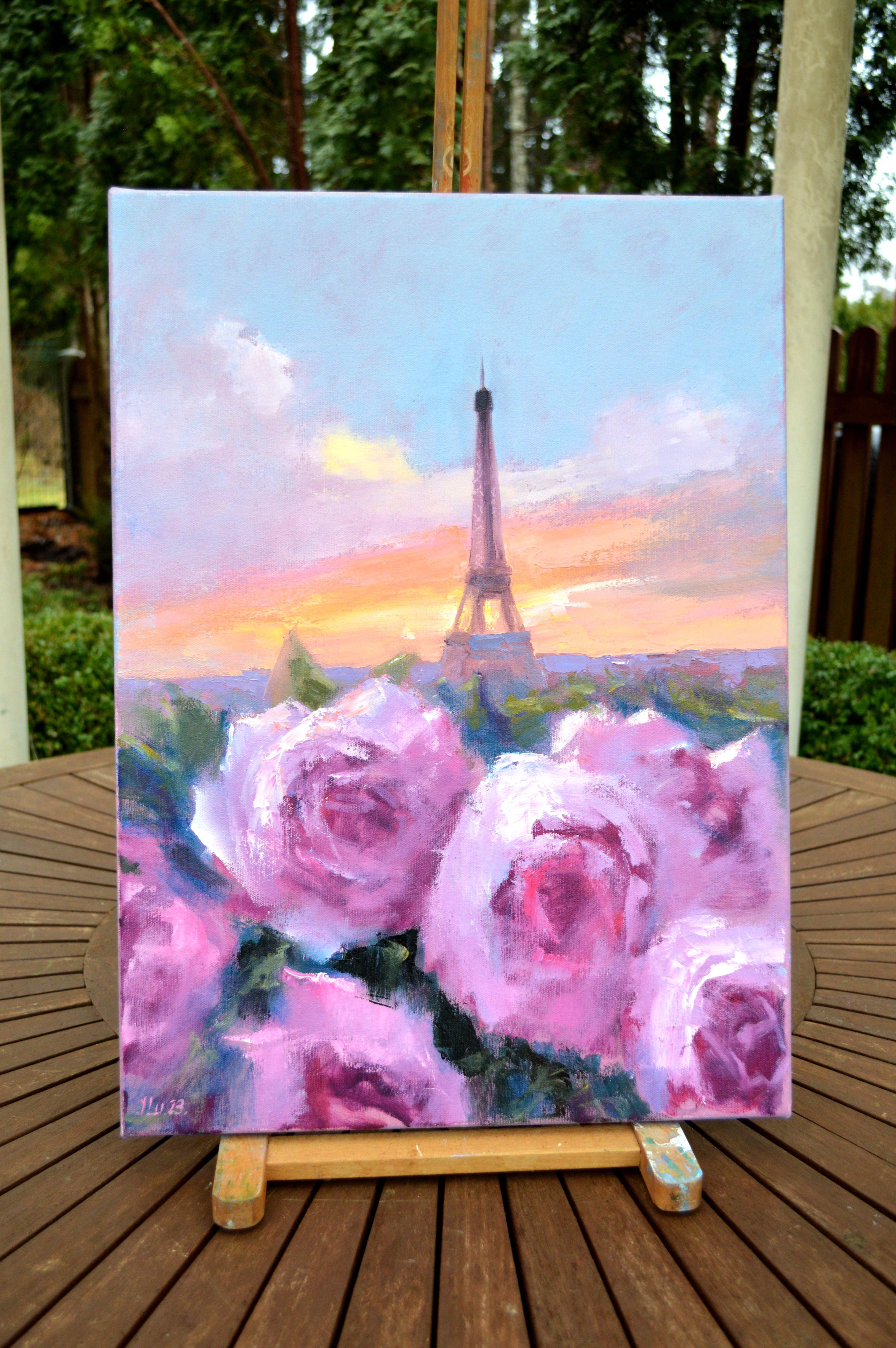 Romance in Paris 55X40 oil on canvas,  PARIS - CITY OF LOVERS For Sale 1