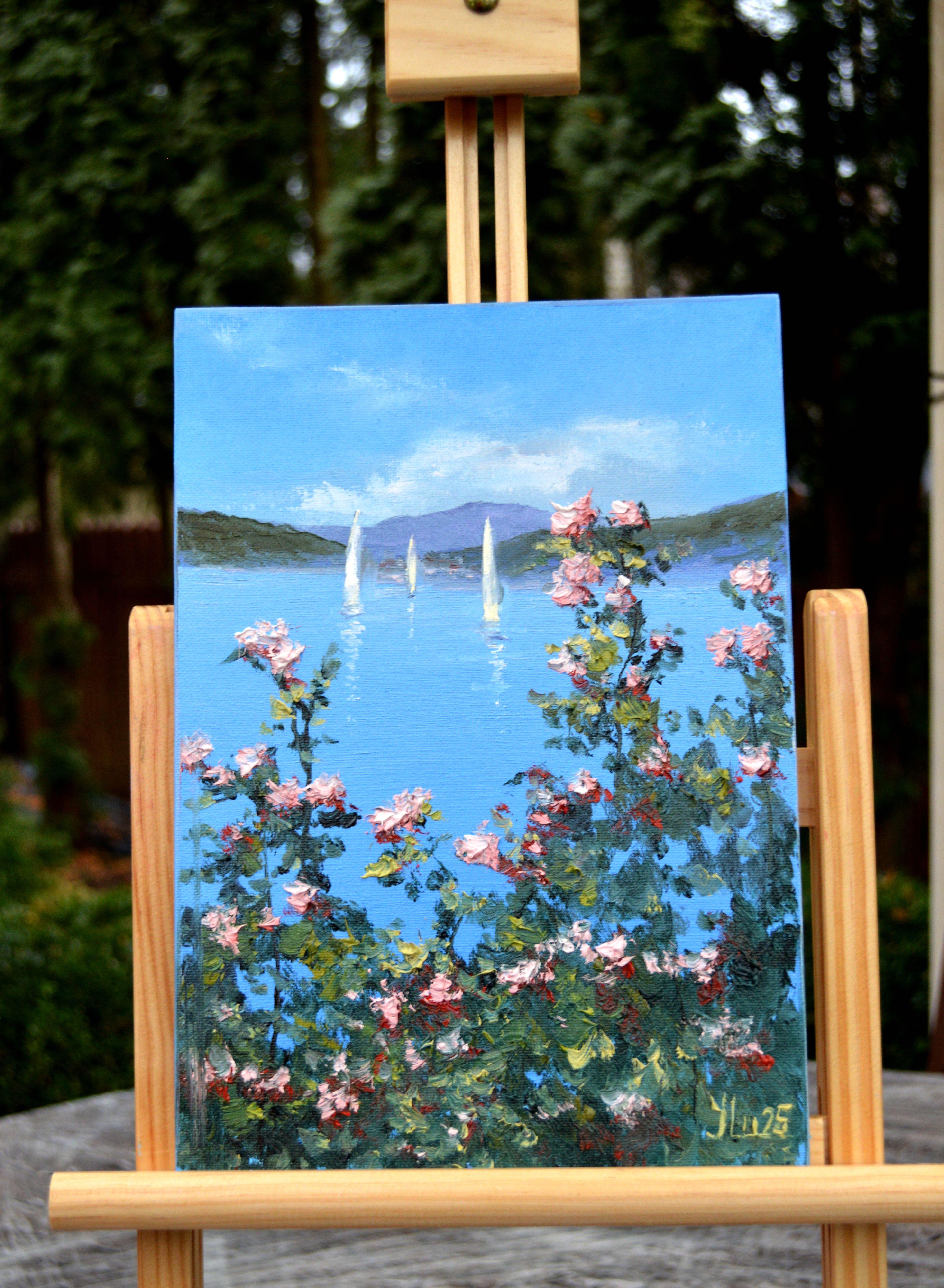 Romance of the sea 30X21 - Painting by Elena Lukina