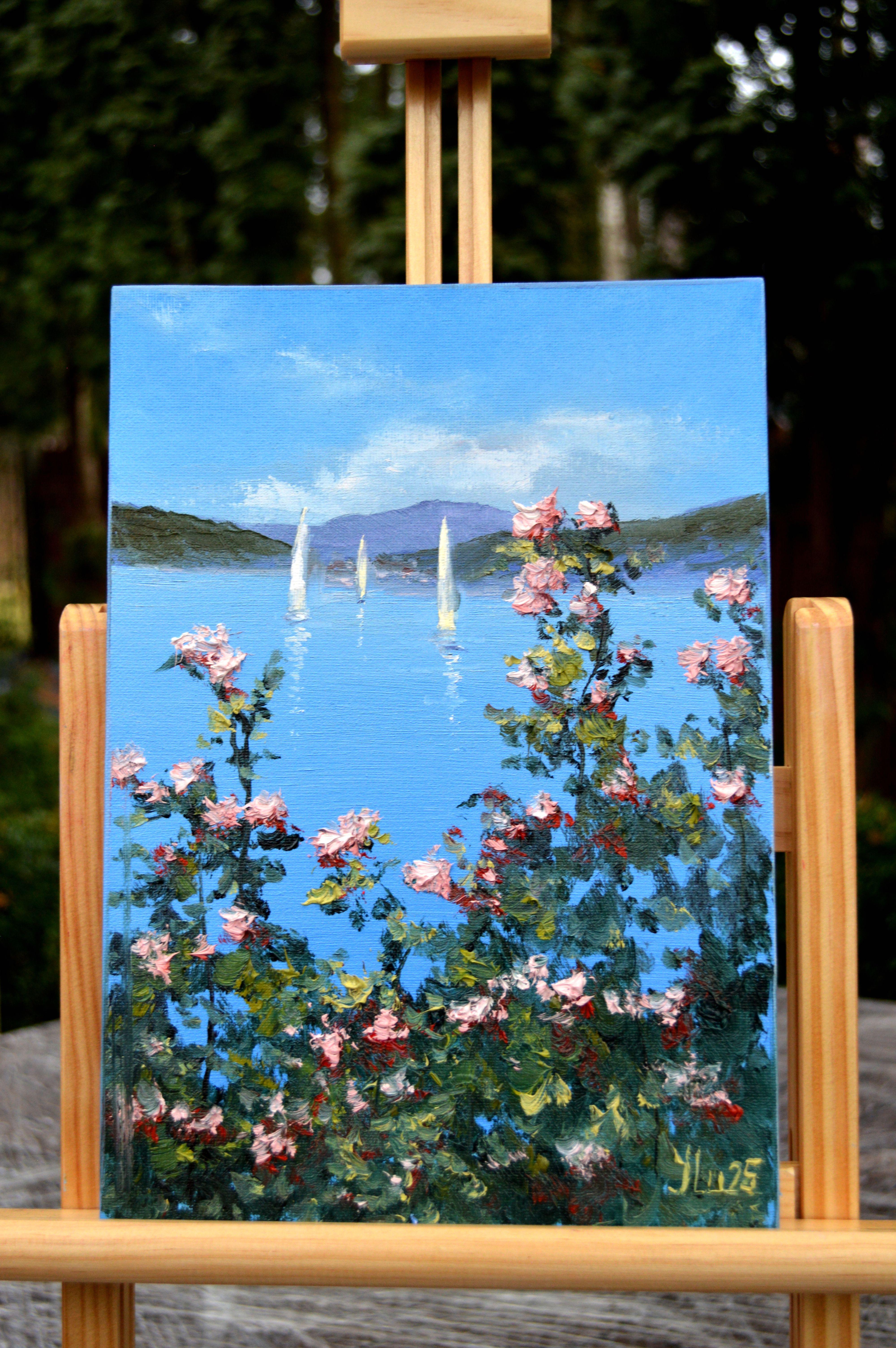 Romance of the sea 30X21 - Expressionist Painting by Elena Lukina