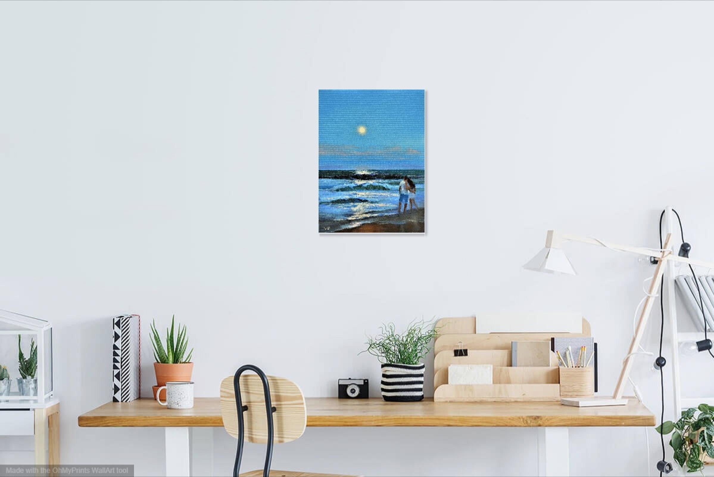 Romantische Blautöne 40X30 Ölgemälde im Angebot 8