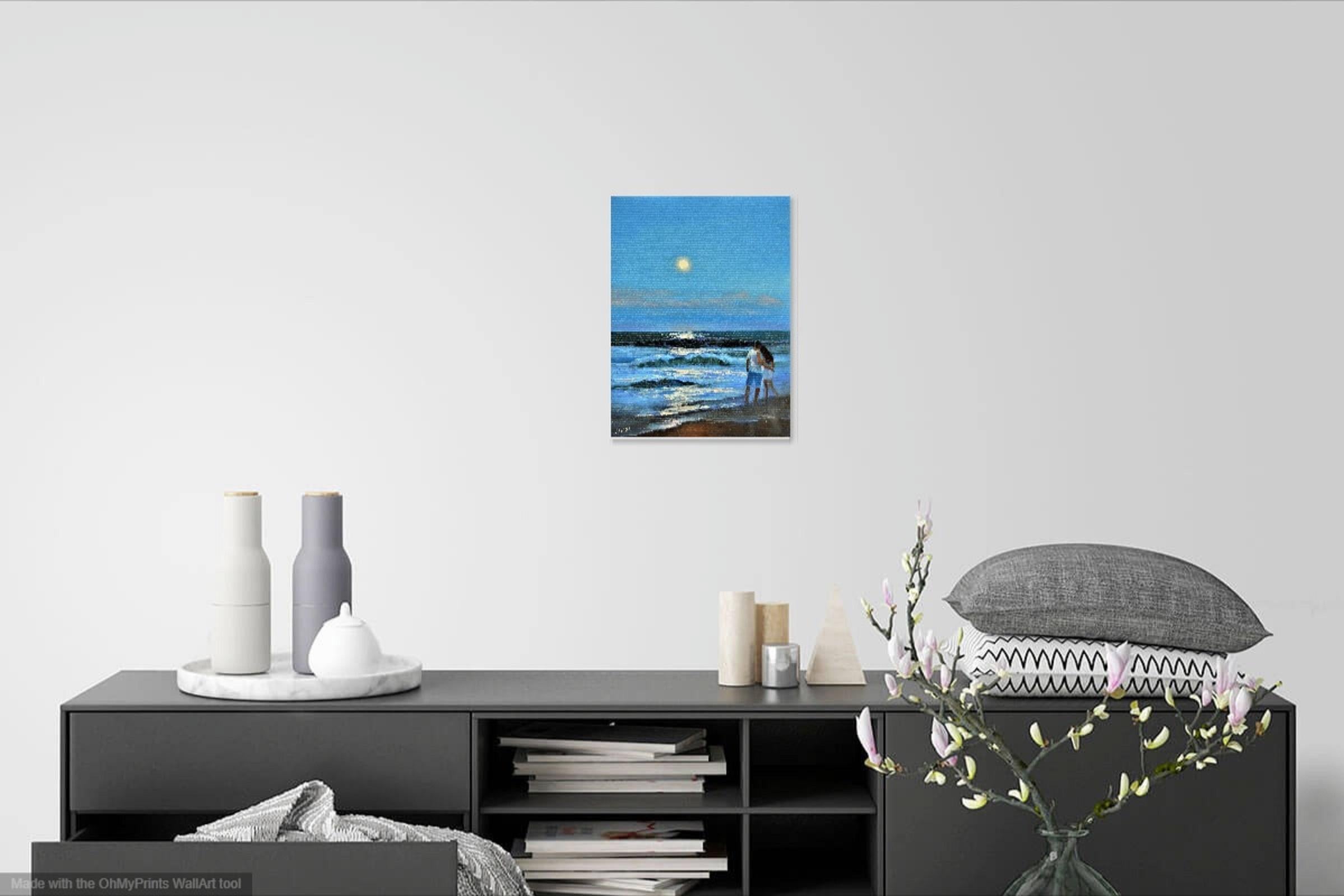 Romantische Blautöne 40X30 Ölgemälde im Angebot 9