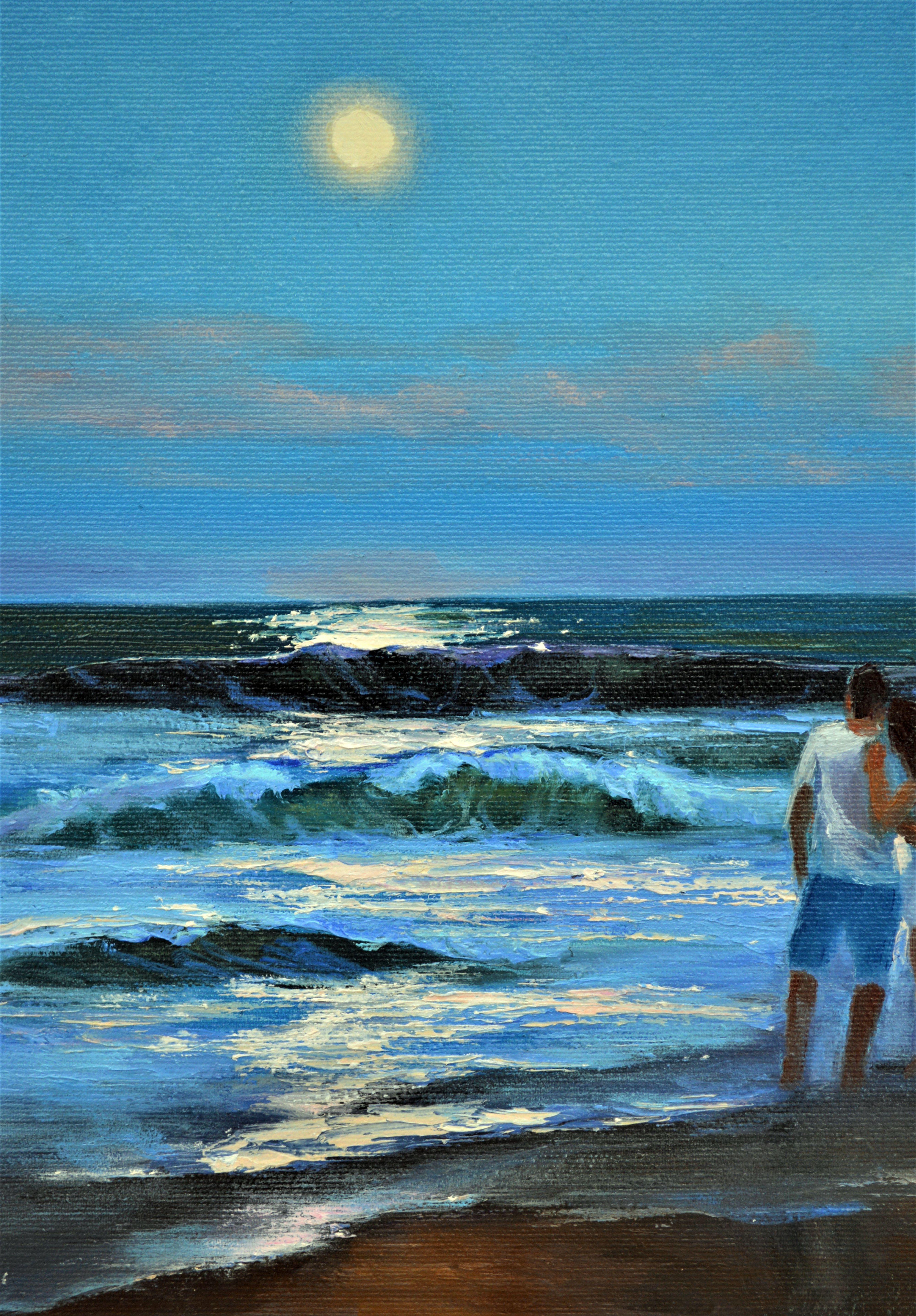 Romantic blues 40X30 oil, Valentine’s Day gifts art For Sale 2