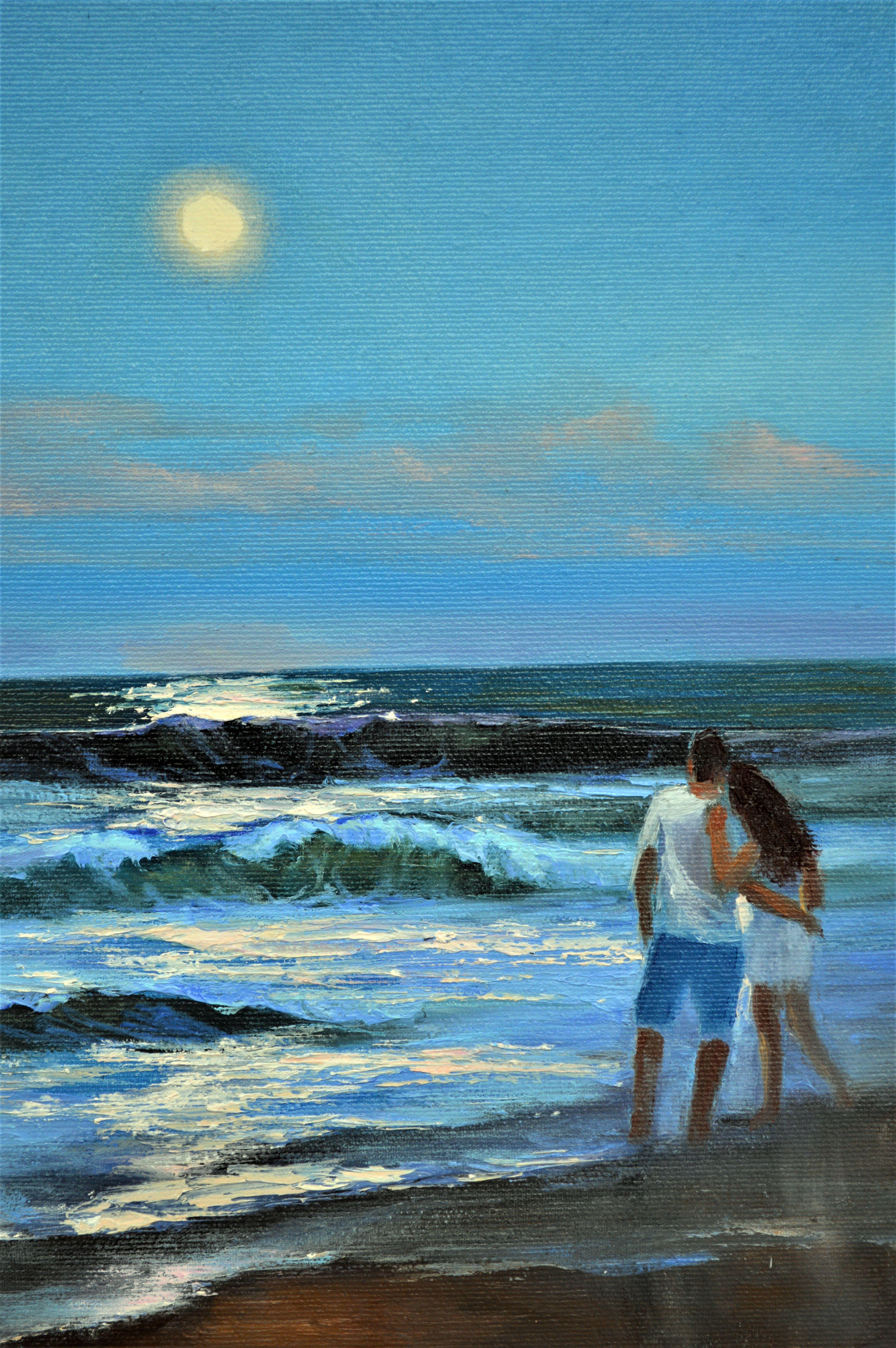 Romantic blues 40X30 oil, Valentine’s Day gifts art For Sale 3