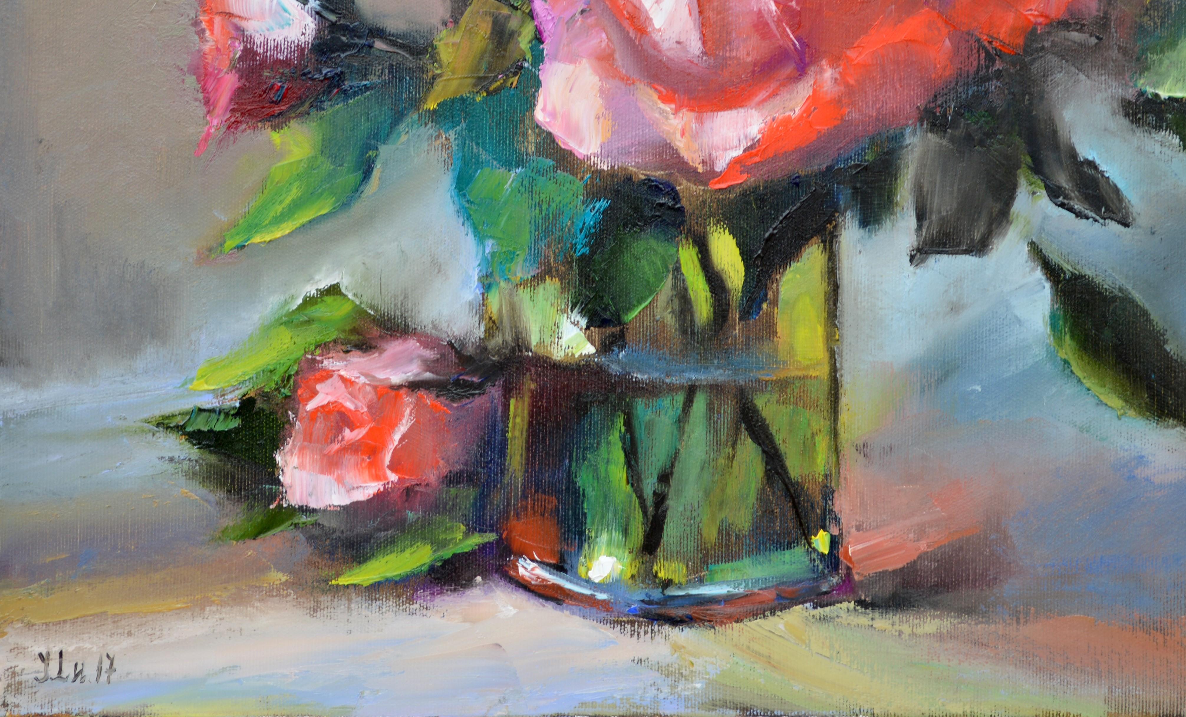 Roses - Expressionist Painting by Elena Lukina