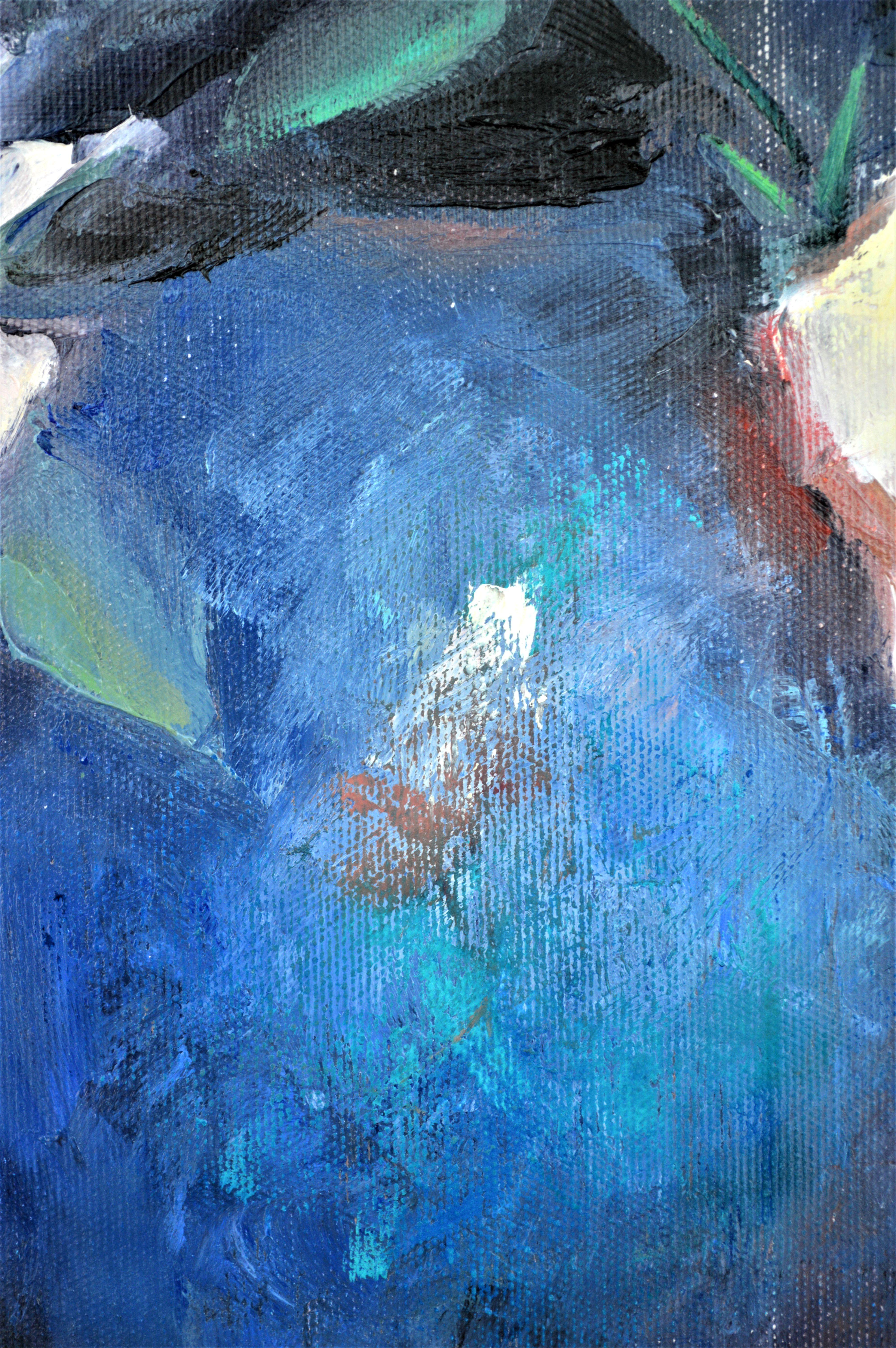 Roses in einer blauen Vase 50X70 Ölgemälde. im Angebot 11