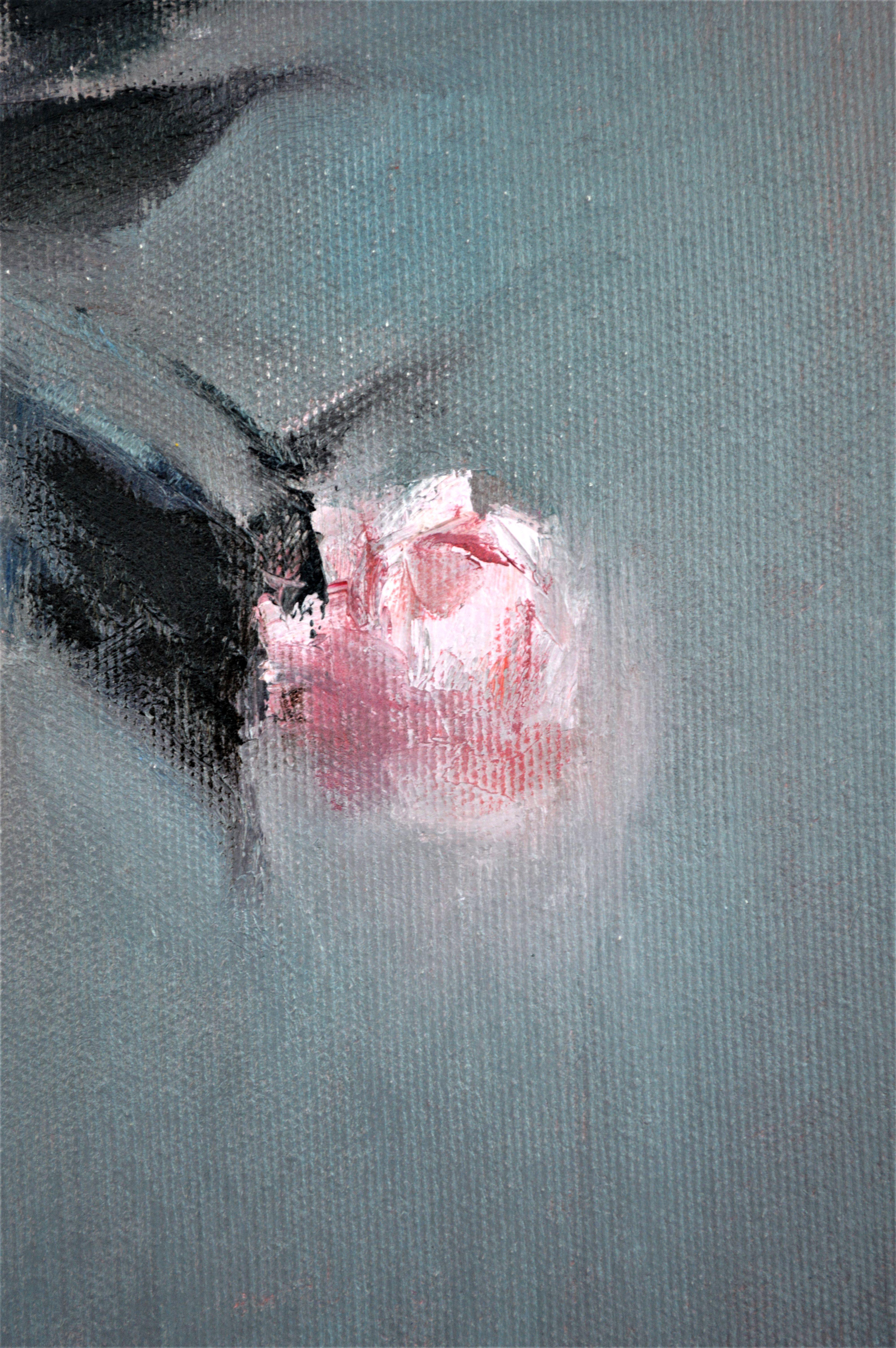 Roses in einer blauen Vase 50X70 Ölgemälde. im Angebot 14