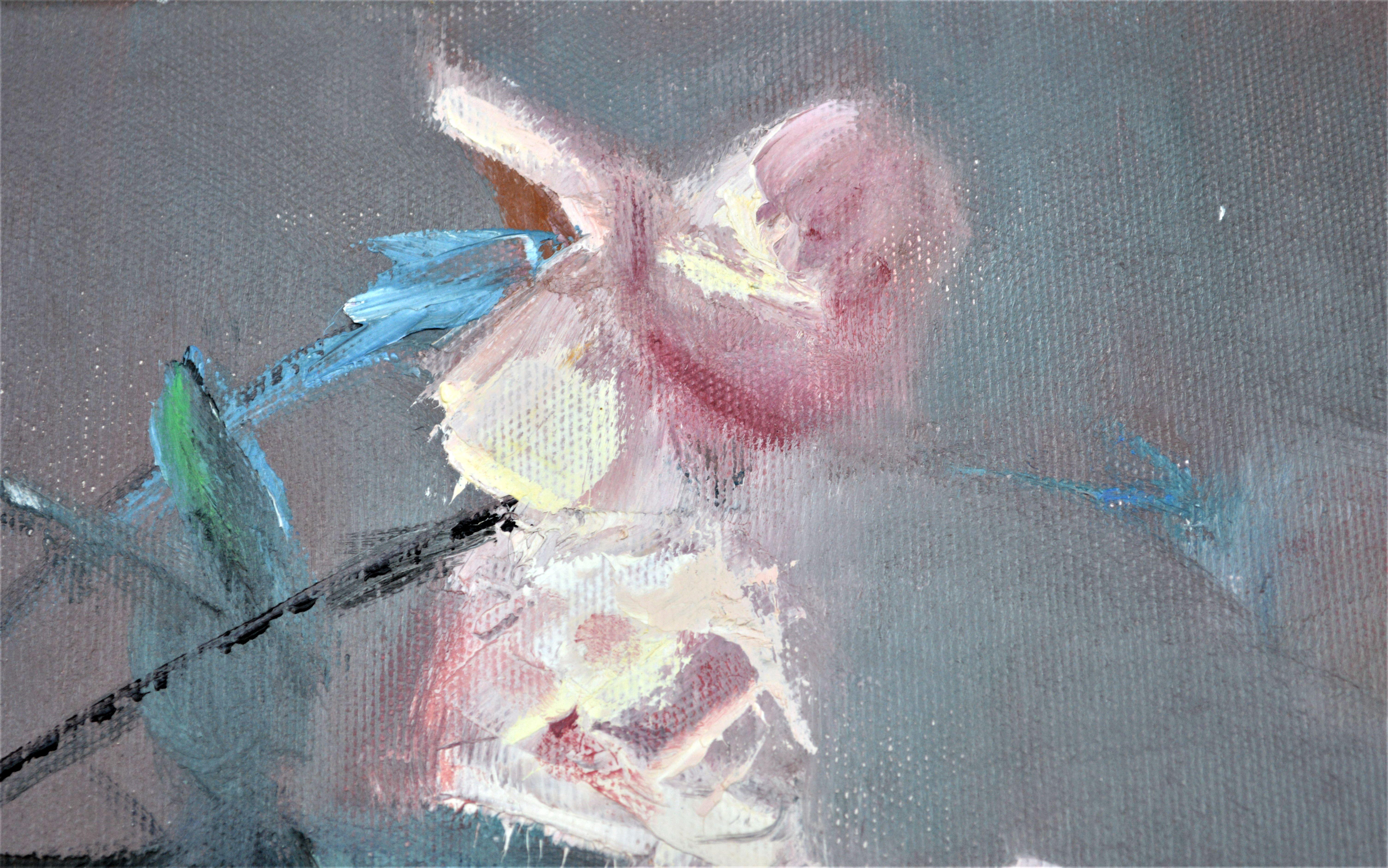 Roses in einer blauen Vase 50X70 Ölgemälde. im Angebot 15