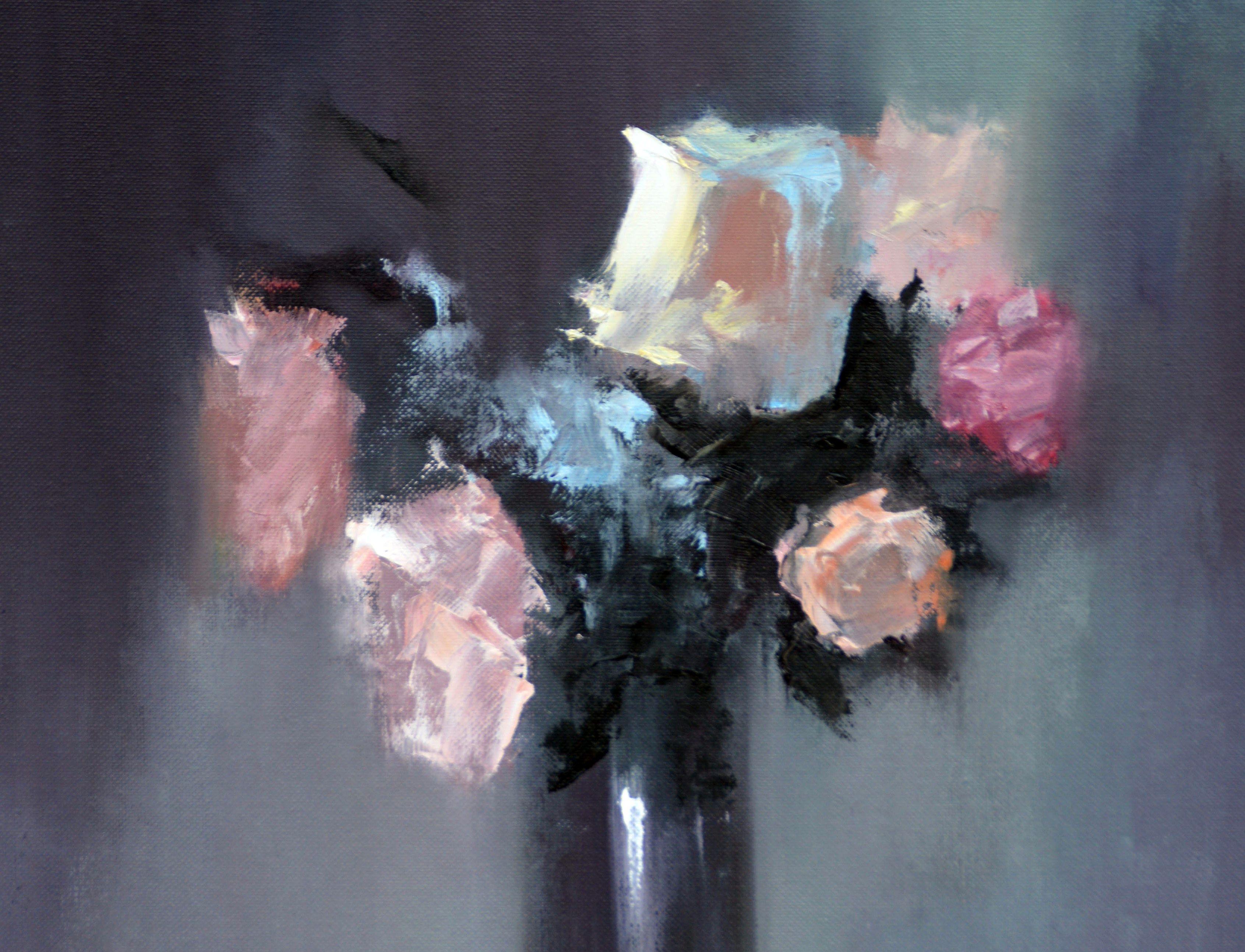 Rosas en un jarrón 50X40 pintura al óleo - Painting Expresionista de Elena Lukina