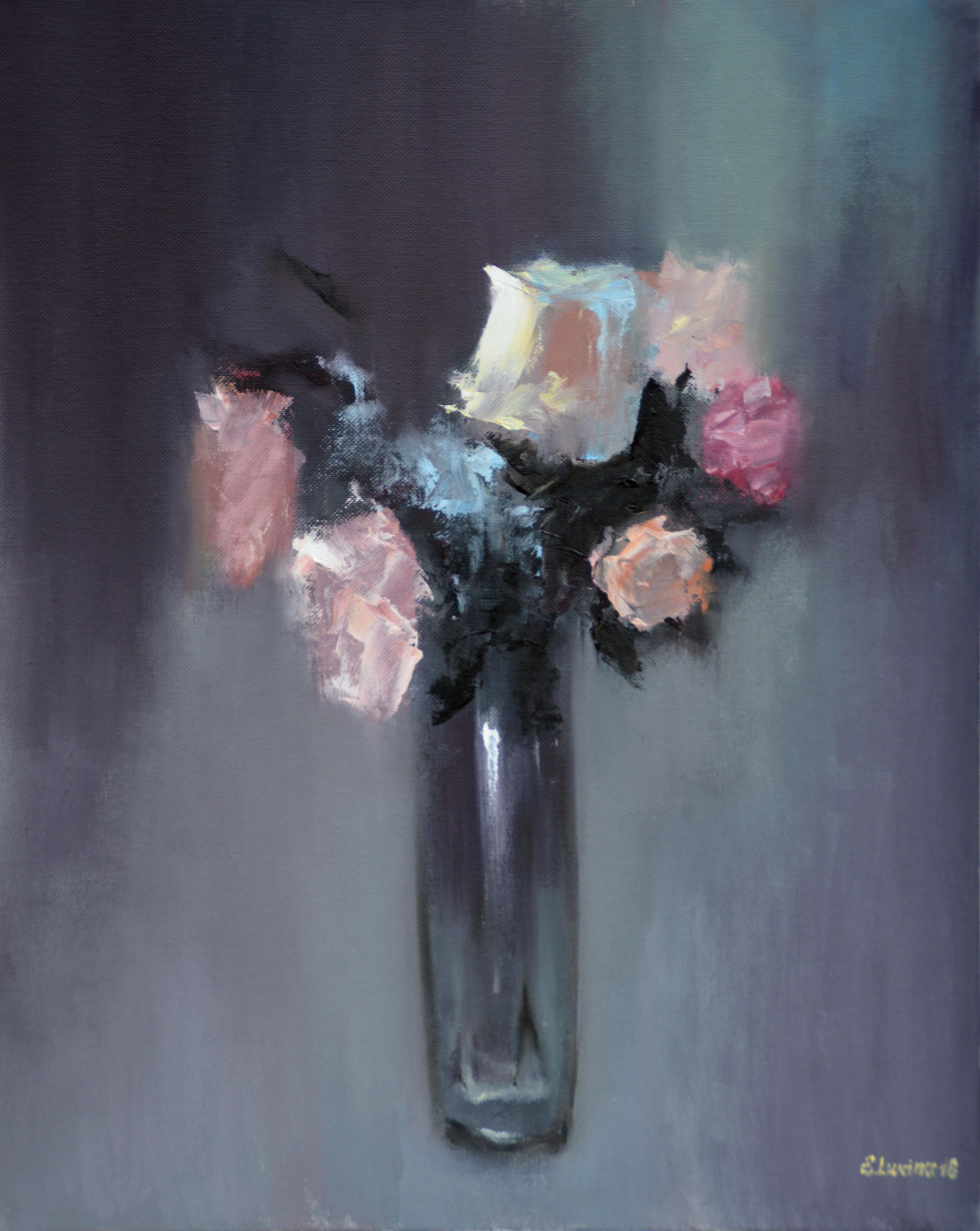 Interior Painting di Elena Lukina - Rose in vaso 50X40 pittura ad olio