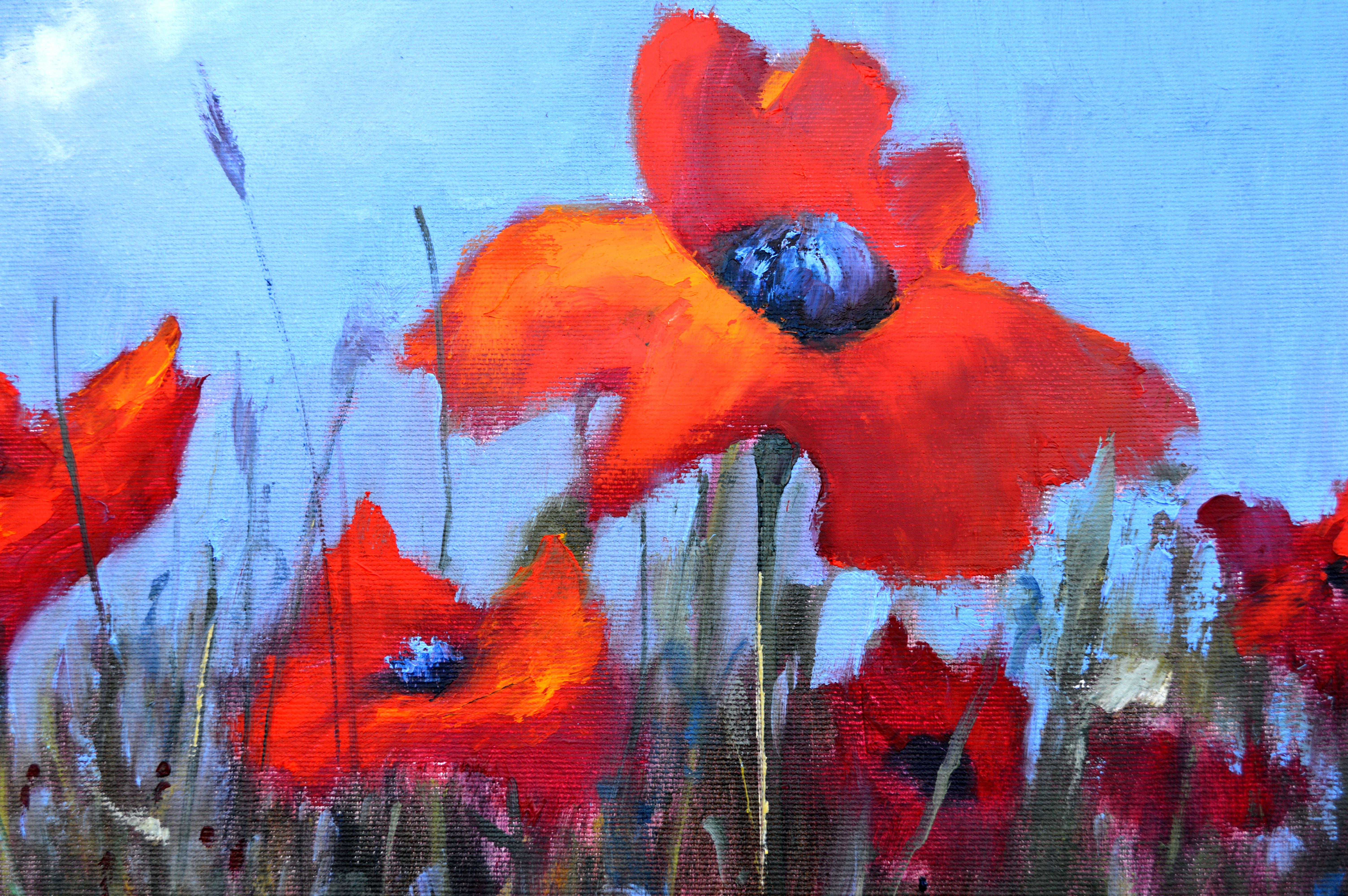 Scarlet Poppies 40X55, Valentine’s Day gifts art For Sale 8