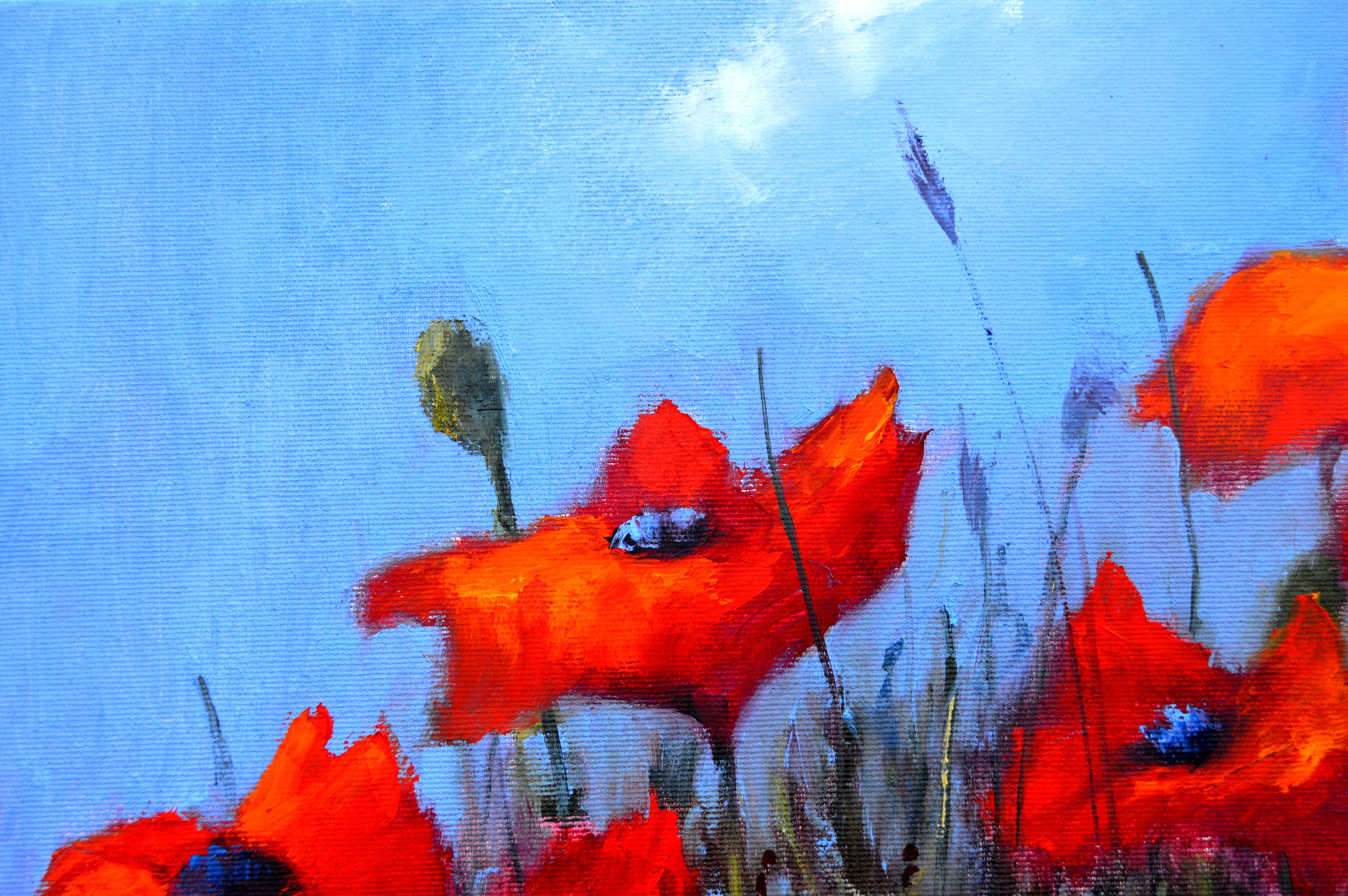 Scarlet Poppies 40X55, Valentine’s Day gifts art For Sale 9