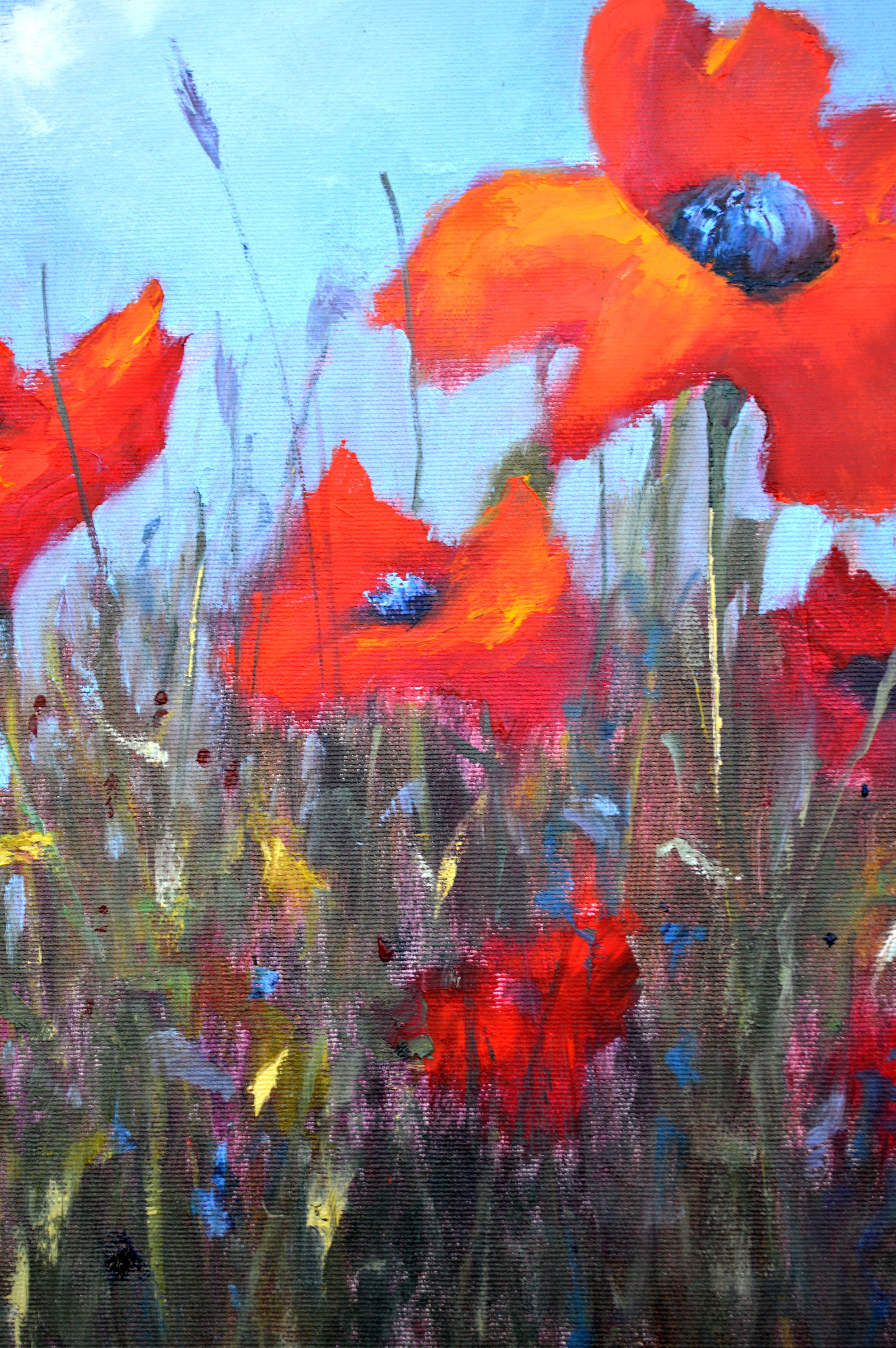 Scarlet Poppies 40X55, Valentine’s Day gifts art For Sale 13