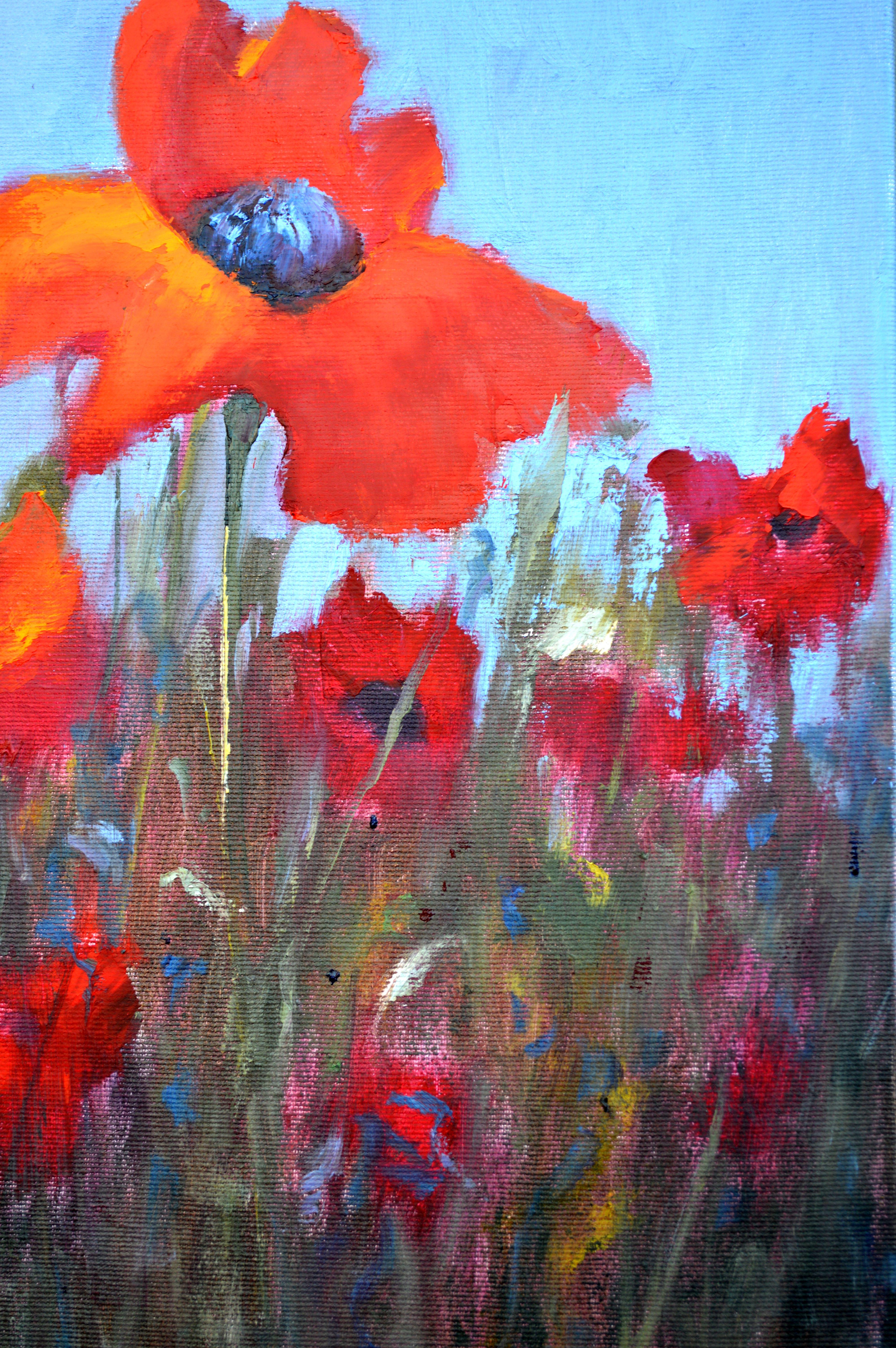 Scarlet Poppies 40X55, Valentine’s Day gifts art For Sale 14
