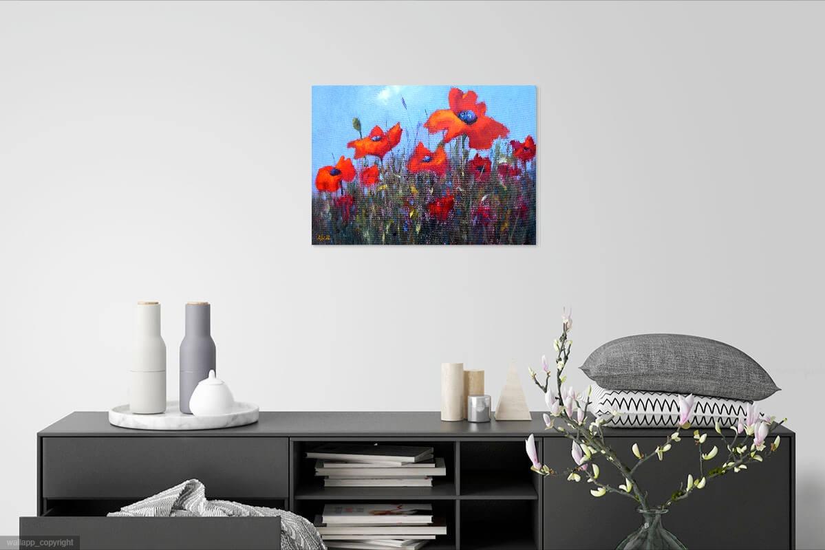 Scarlet Poppies 40X55, Valentine’s Day gifts art For Sale 16