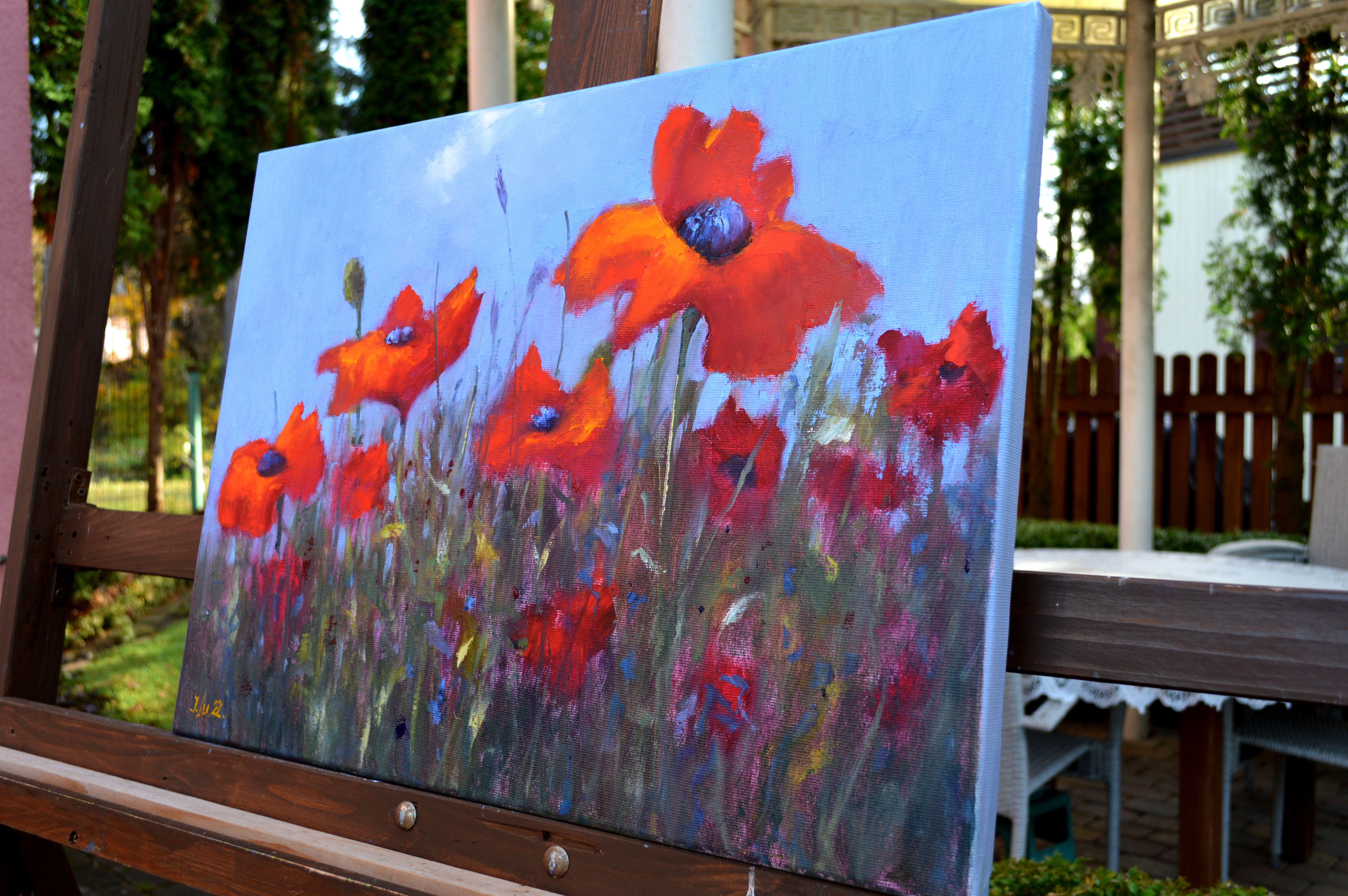Scarlet Poppies 40X55, Valentine’s Day gifts art For Sale 1