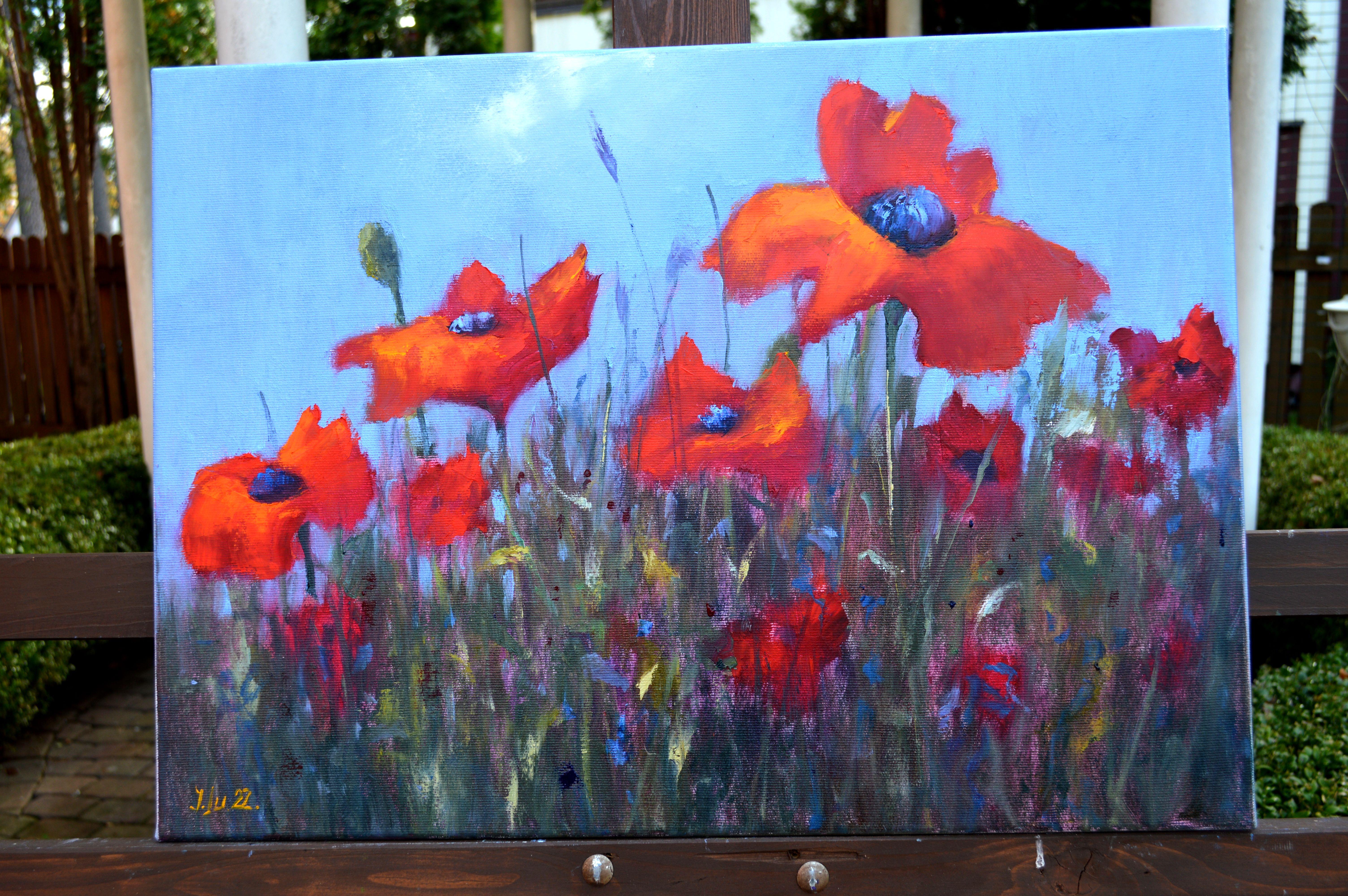 Scarlet Poppies 40X55, Valentine’s Day gifts art For Sale 2